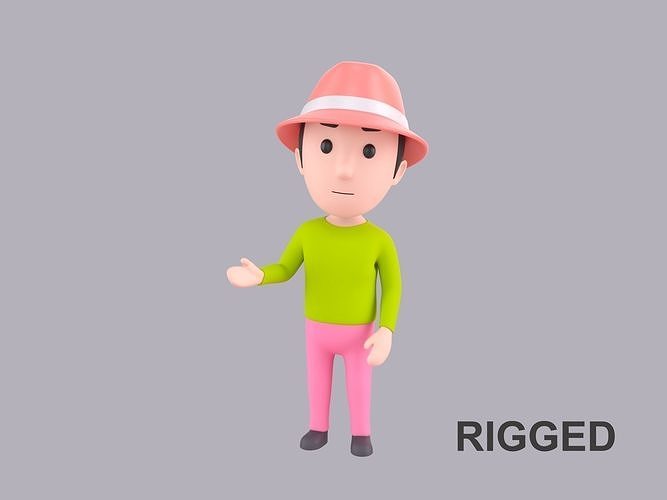 Cartoon Male Character Rigged 097 3D model