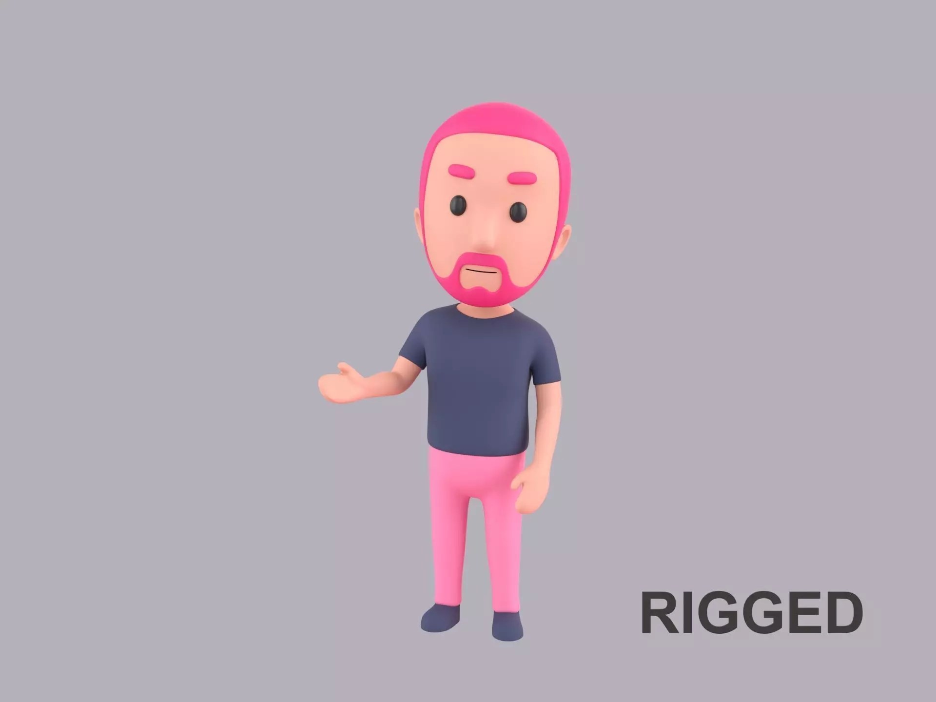 Cartoon Male Character Rigged 091 3D model_0