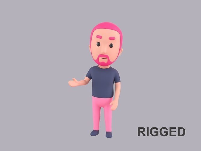 Cartoon Male Character Rigged 091 3D model