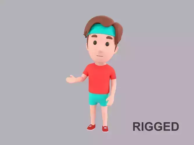 Cartoon Male Character Rigged 084 3D model