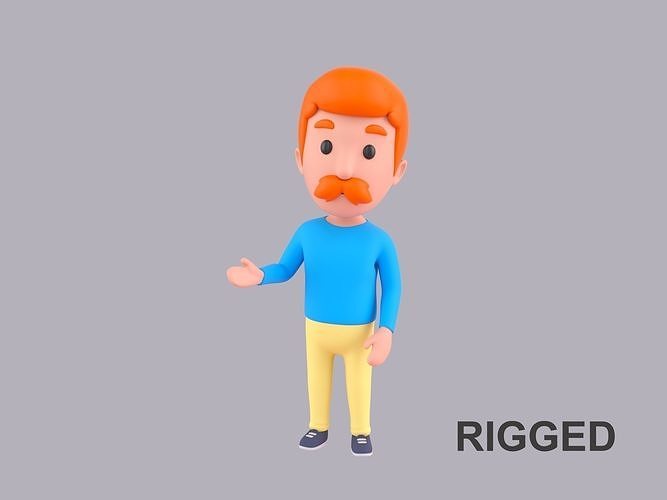 Cartoon Male Character Rigged 077 3D model