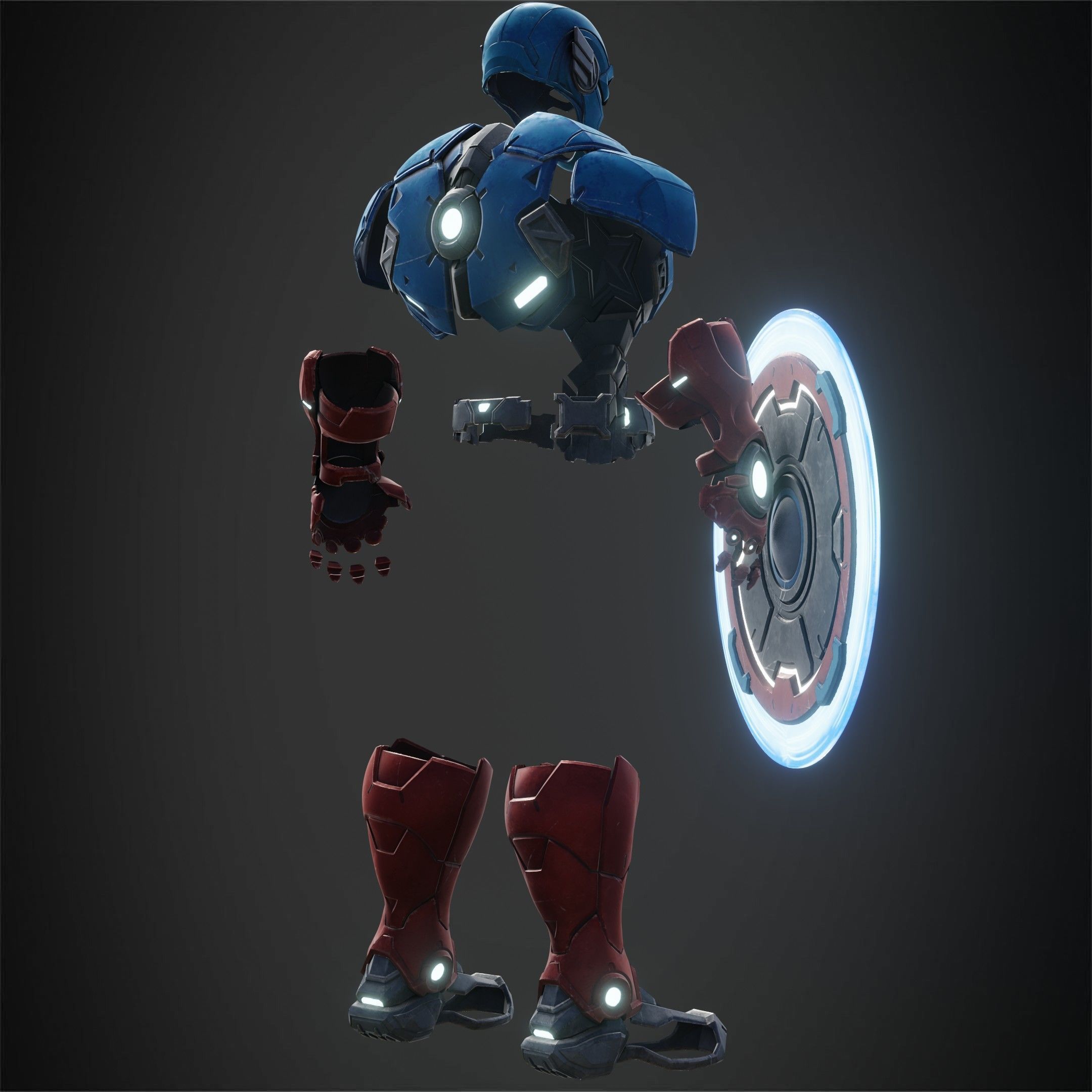 Marvel Rivals Captain America Full Armor and Shield for Cosplay 3D Model Collection_14