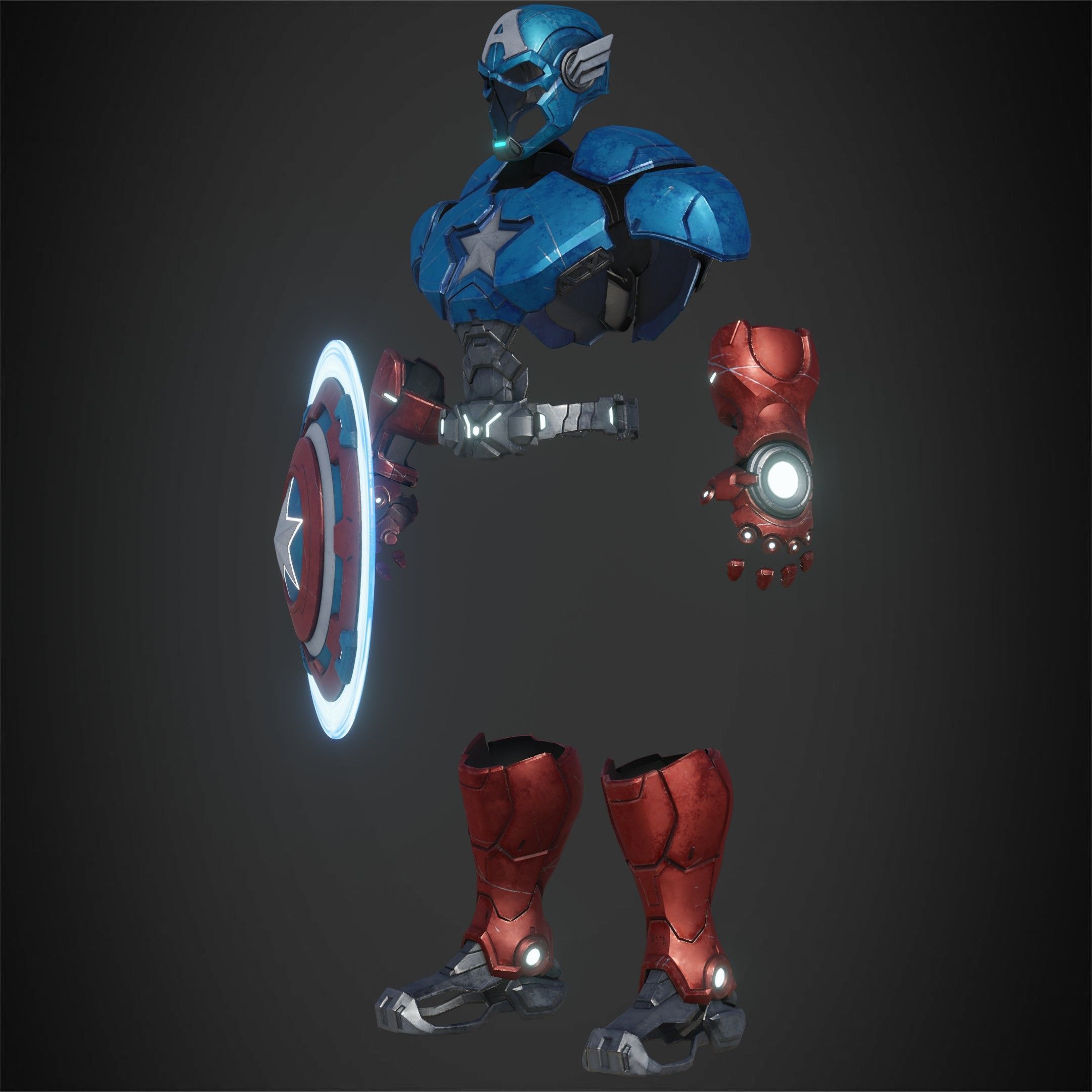 Marvel Rivals Captain America Full Armor and Shield for Cosplay 3D Model Collection_10