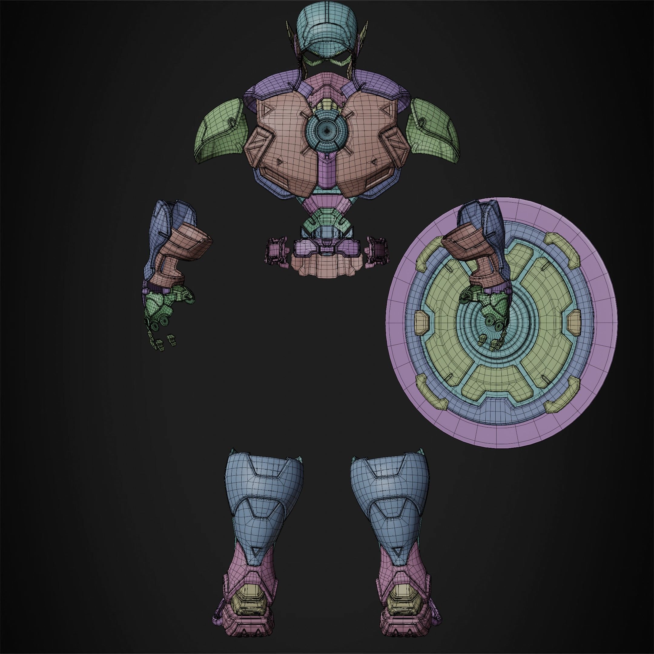 Marvel Rivals Captain America Full Armor and Shield for Cosplay 3D Model Collection_26