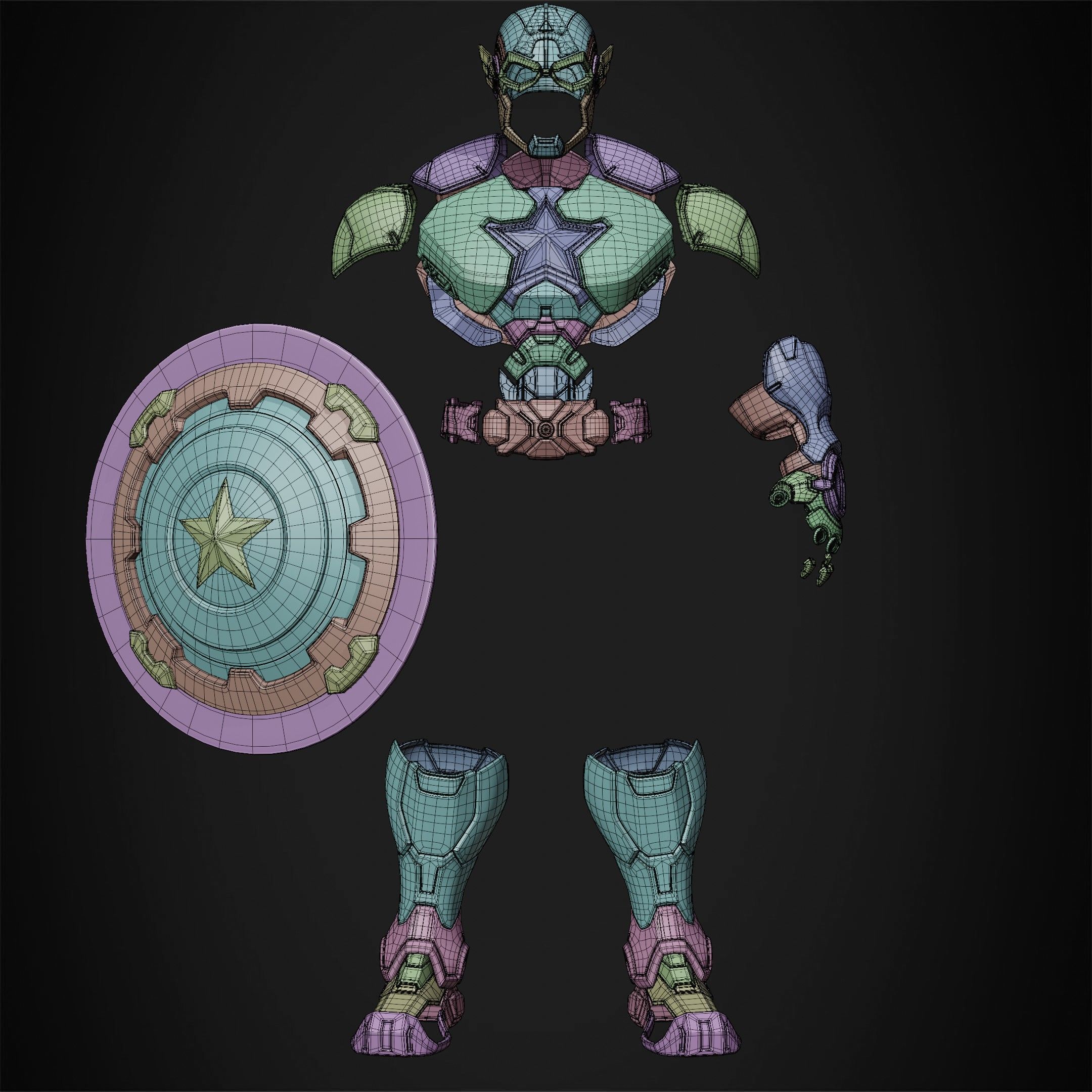 Marvel Rivals Captain America Full Armor and Shield for Cosplay 3D Model Collection_18