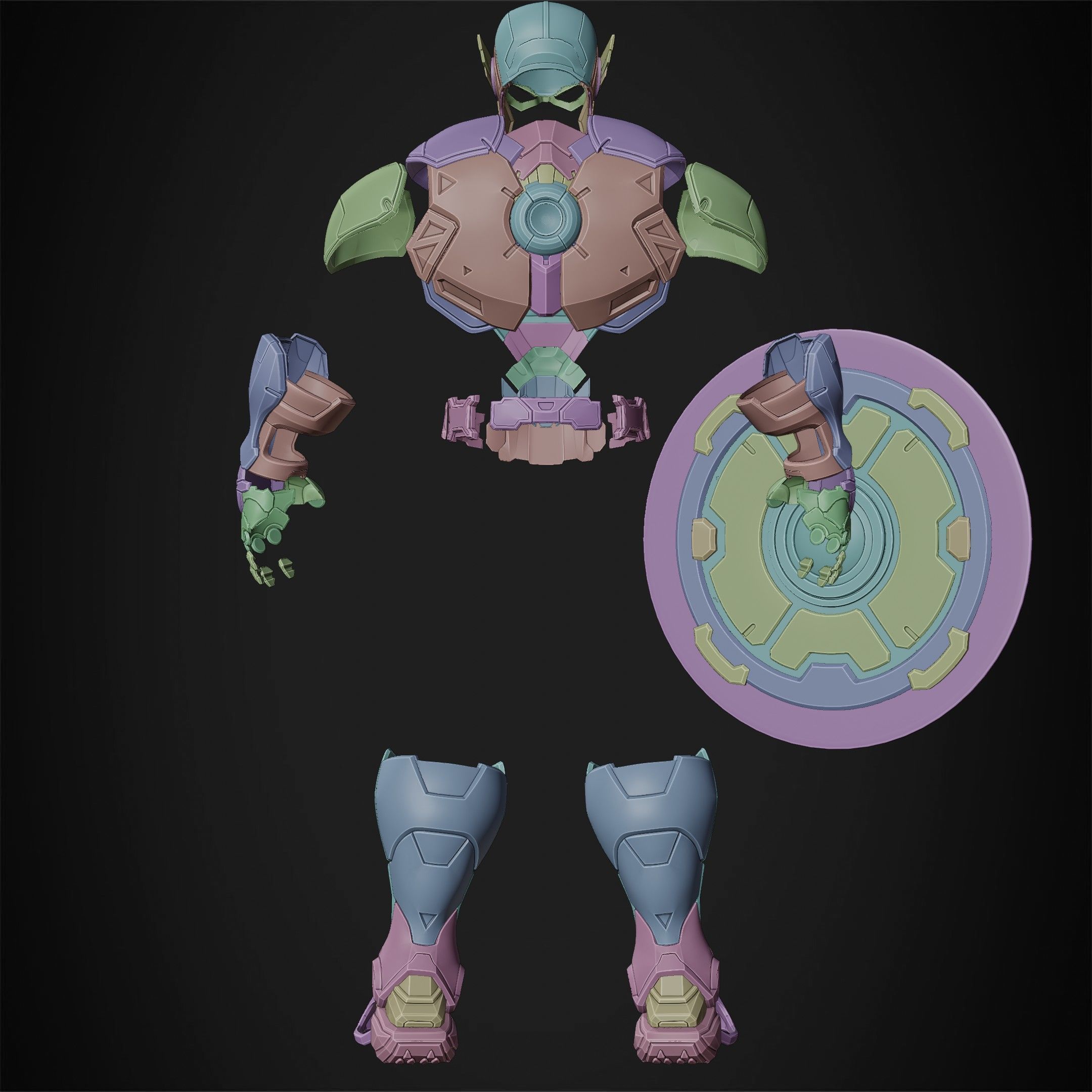 Marvel Rivals Captain America Full Armor and Shield for Cosplay 3D Model Collection_25