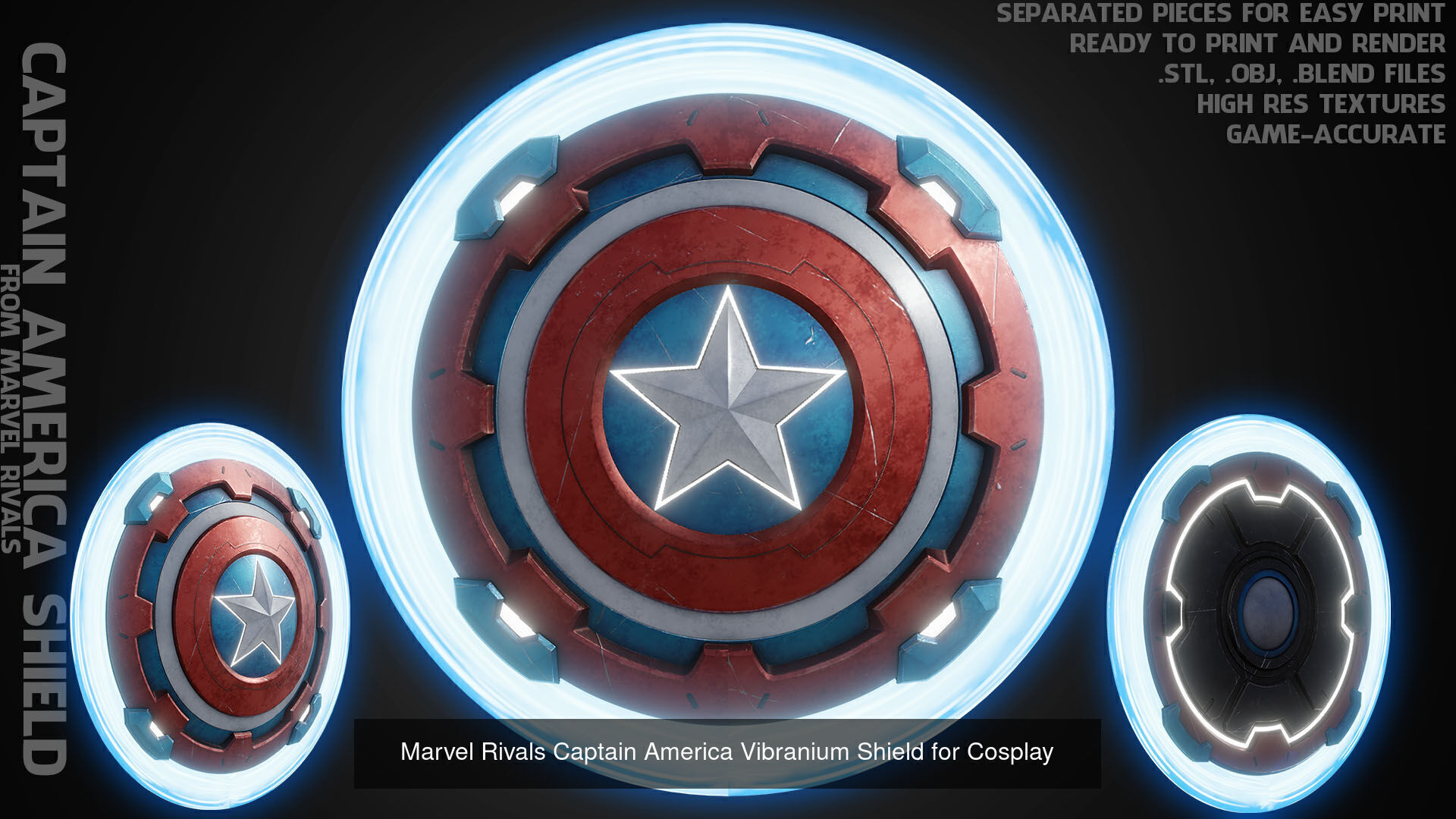 Marvel Rivals Captain America Full Armor and Shield for Cosplay 3D Model Collection_7