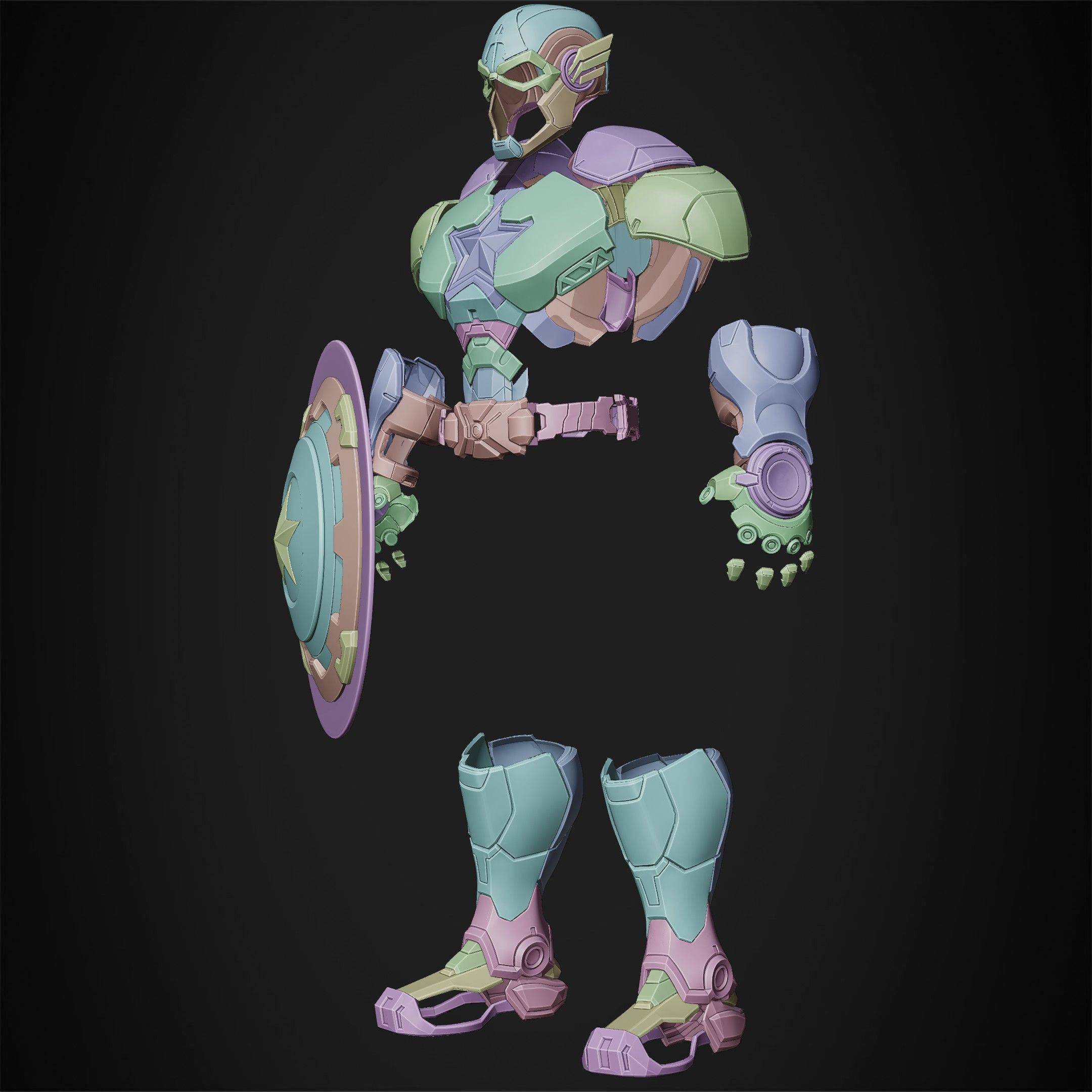 Marvel Rivals Captain America Full Armor and Shield for Cosplay 3D Model Collection_19