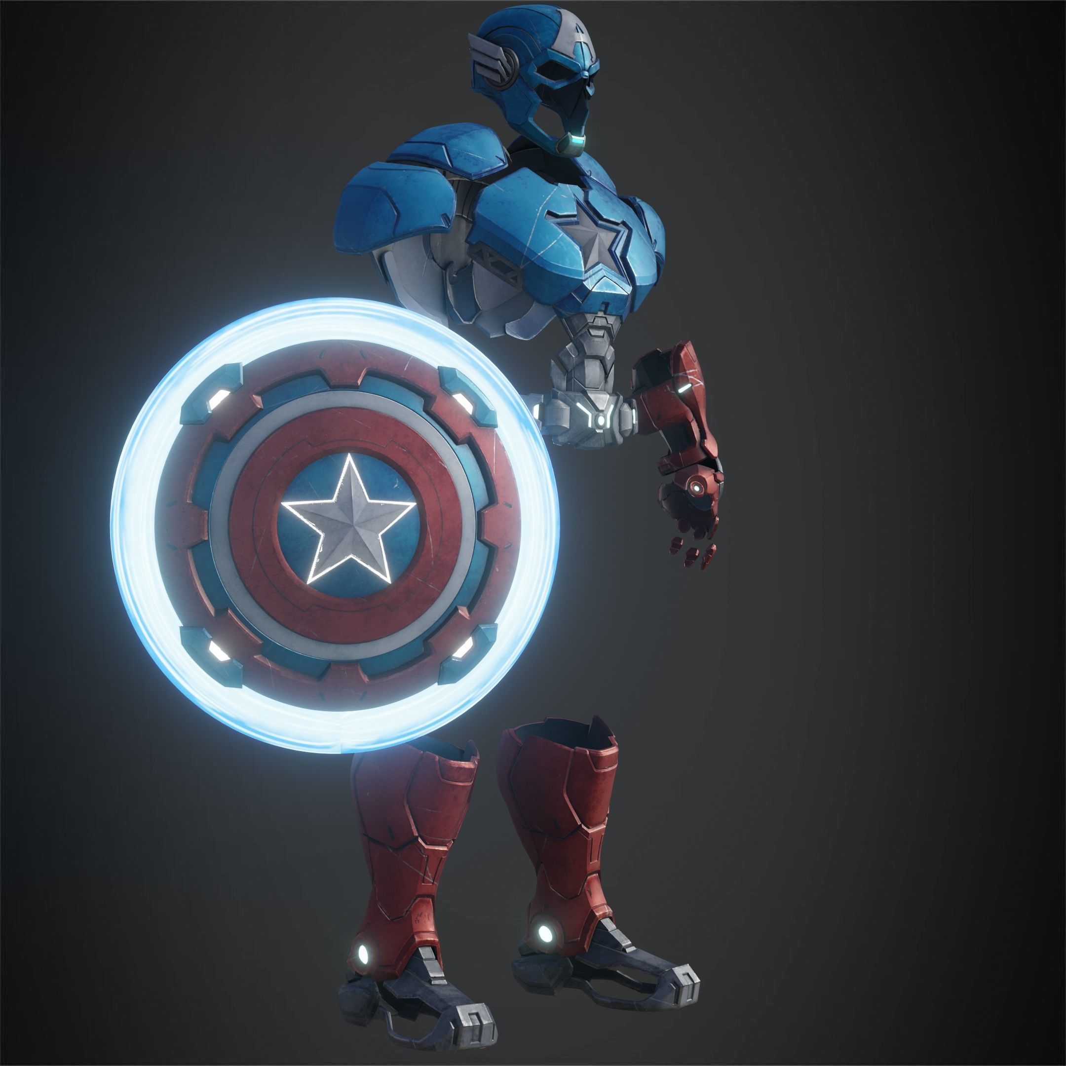 Marvel Rivals Captain America Full Armor and Shield for Cosplay 3D Model Collection_16