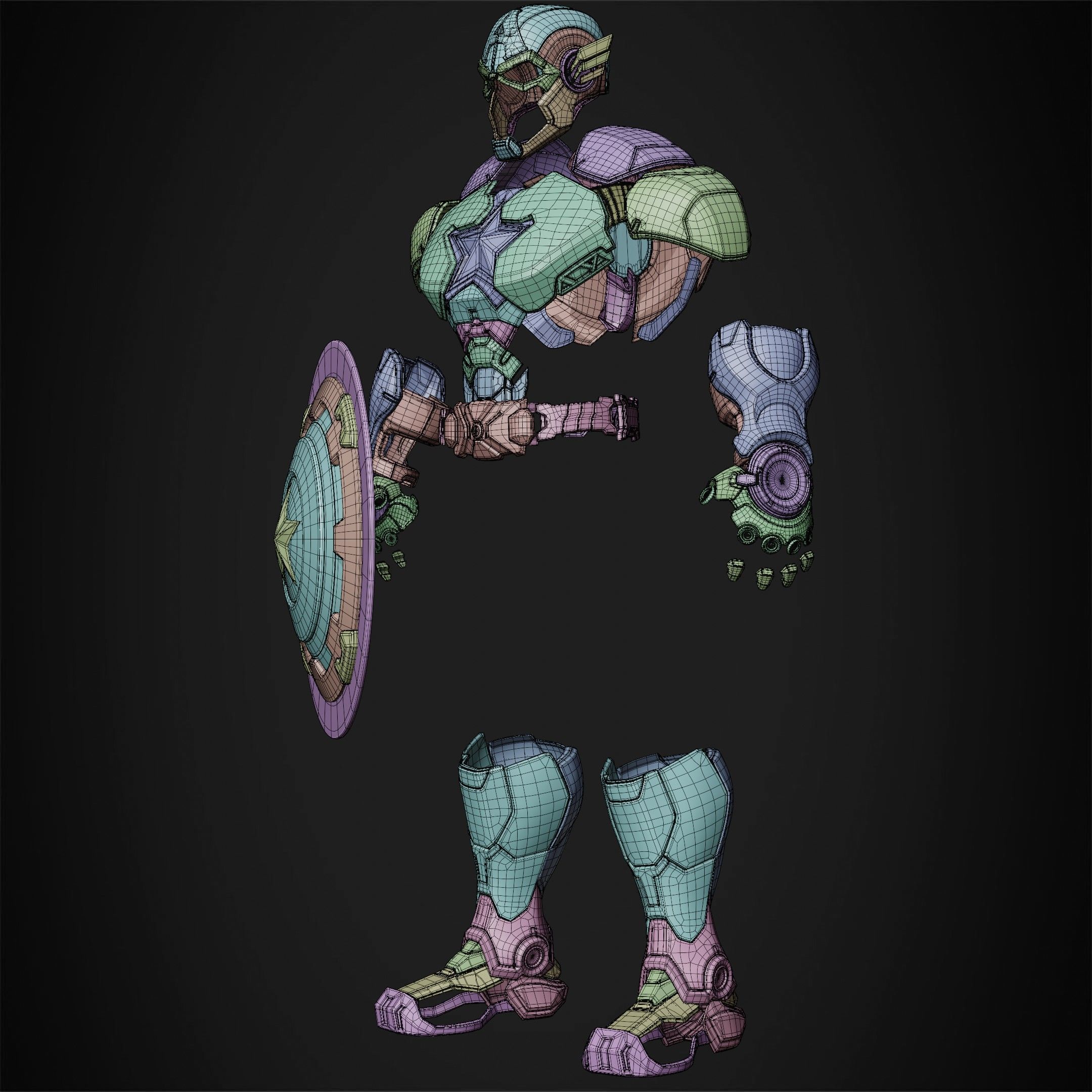 Marvel Rivals Captain America Full Armor and Shield for Cosplay 3D Model Collection_20