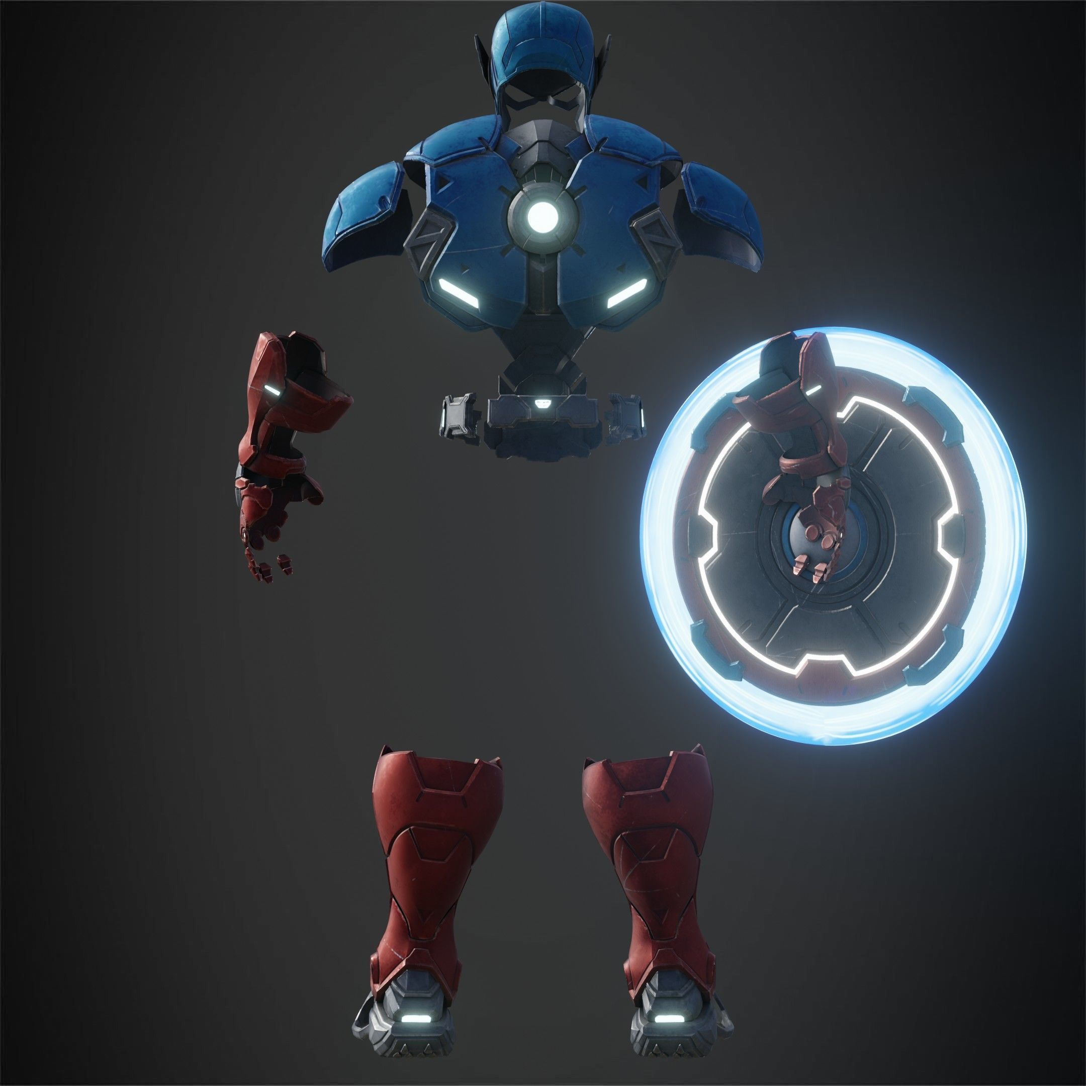 Marvel Rivals Captain America Full Armor and Shield for Cosplay 3D Model Collection_13