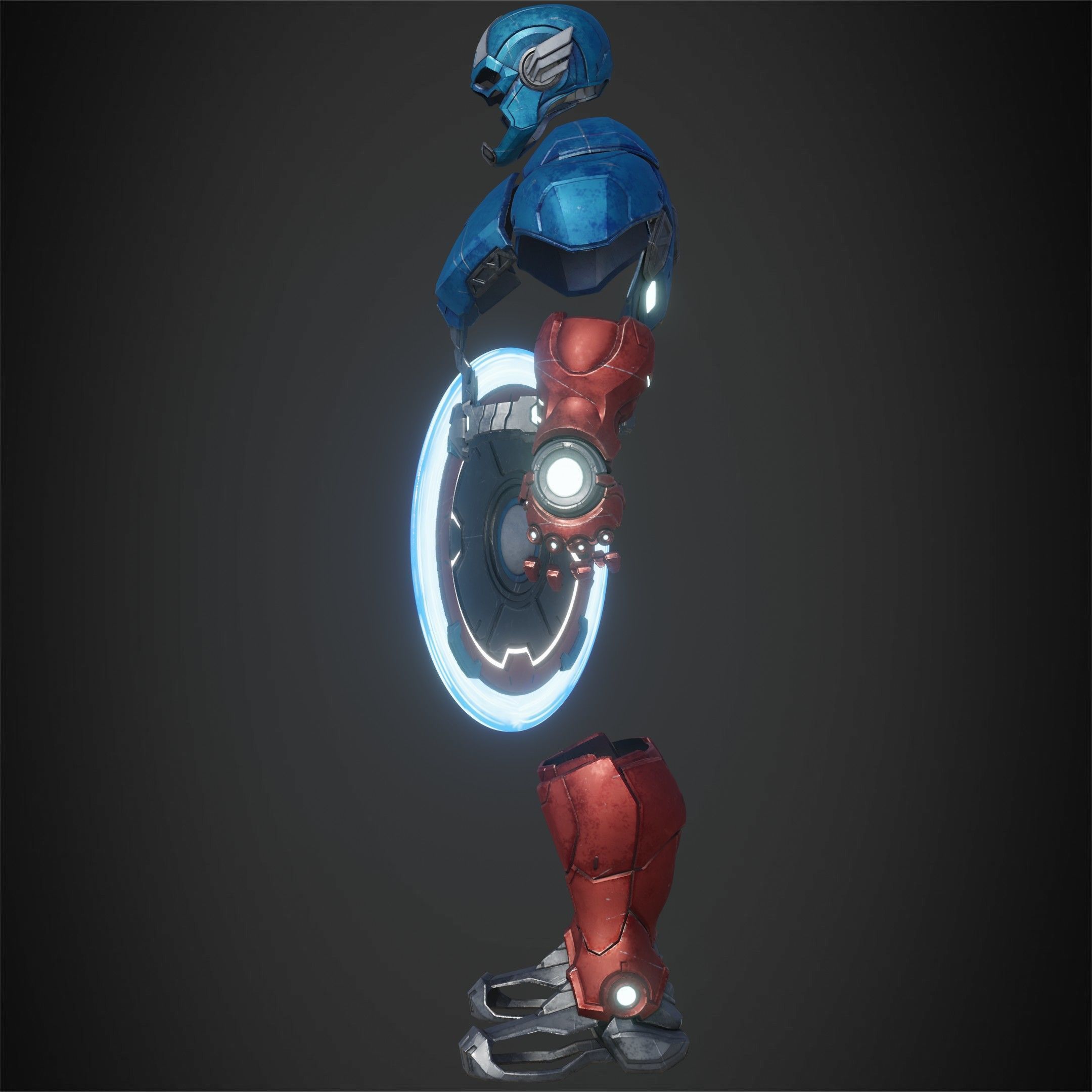 Marvel Rivals Captain America Full Armor and Shield for Cosplay 3D Model Collection_11