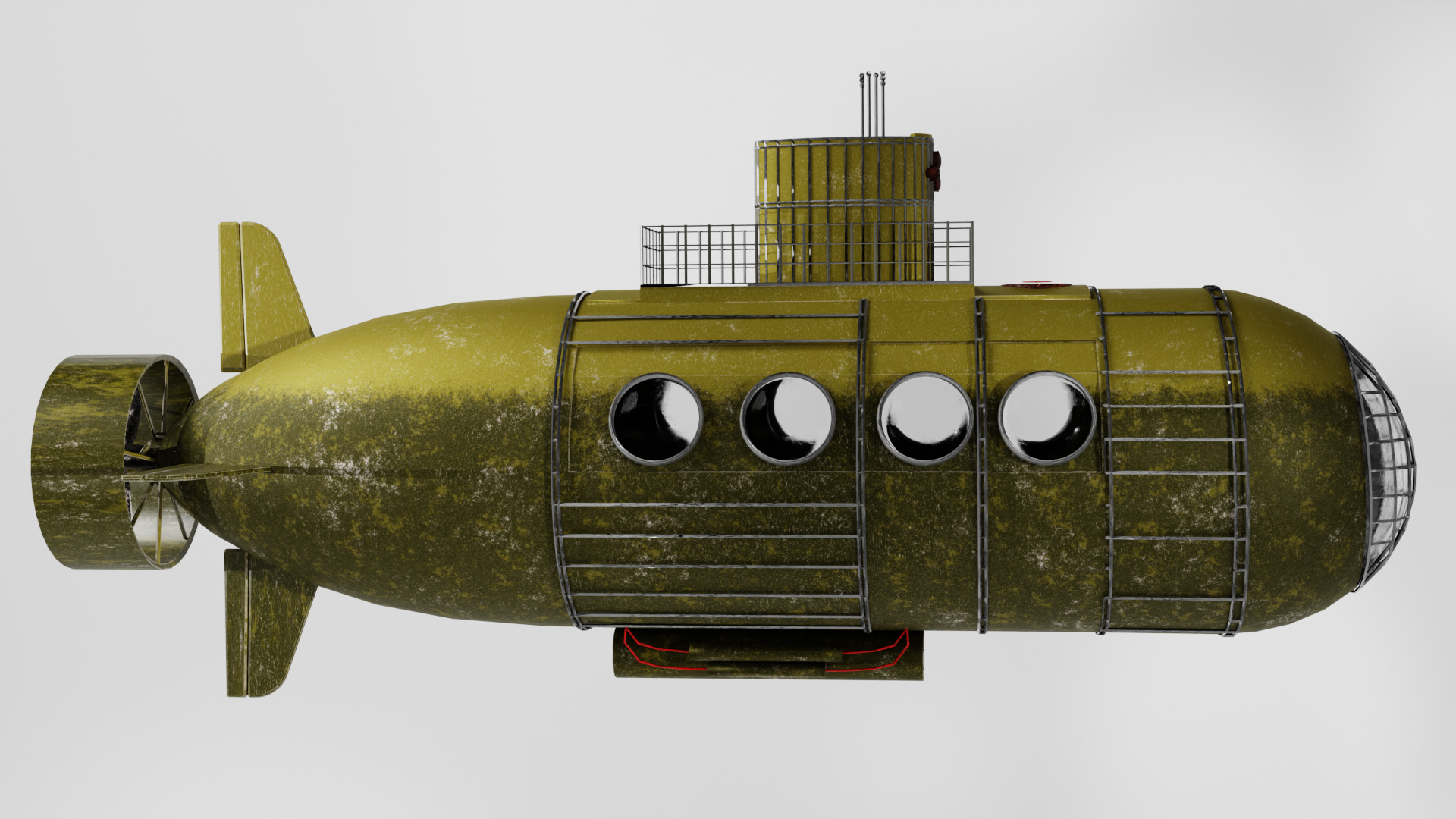 Small Explorer submarine Low-poly 3D model_5