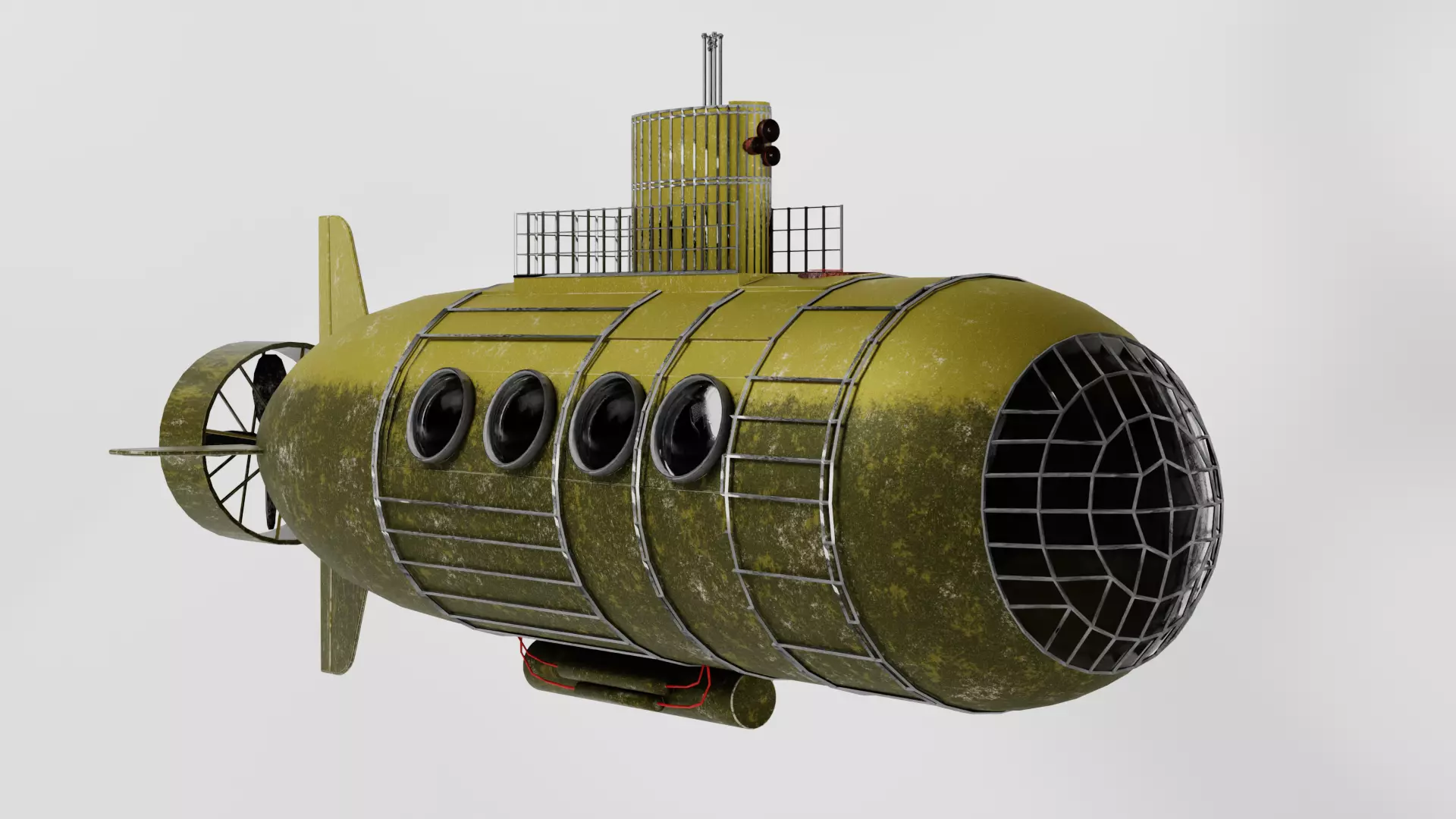 Small Explorer submarine Low-poly 3D model_0