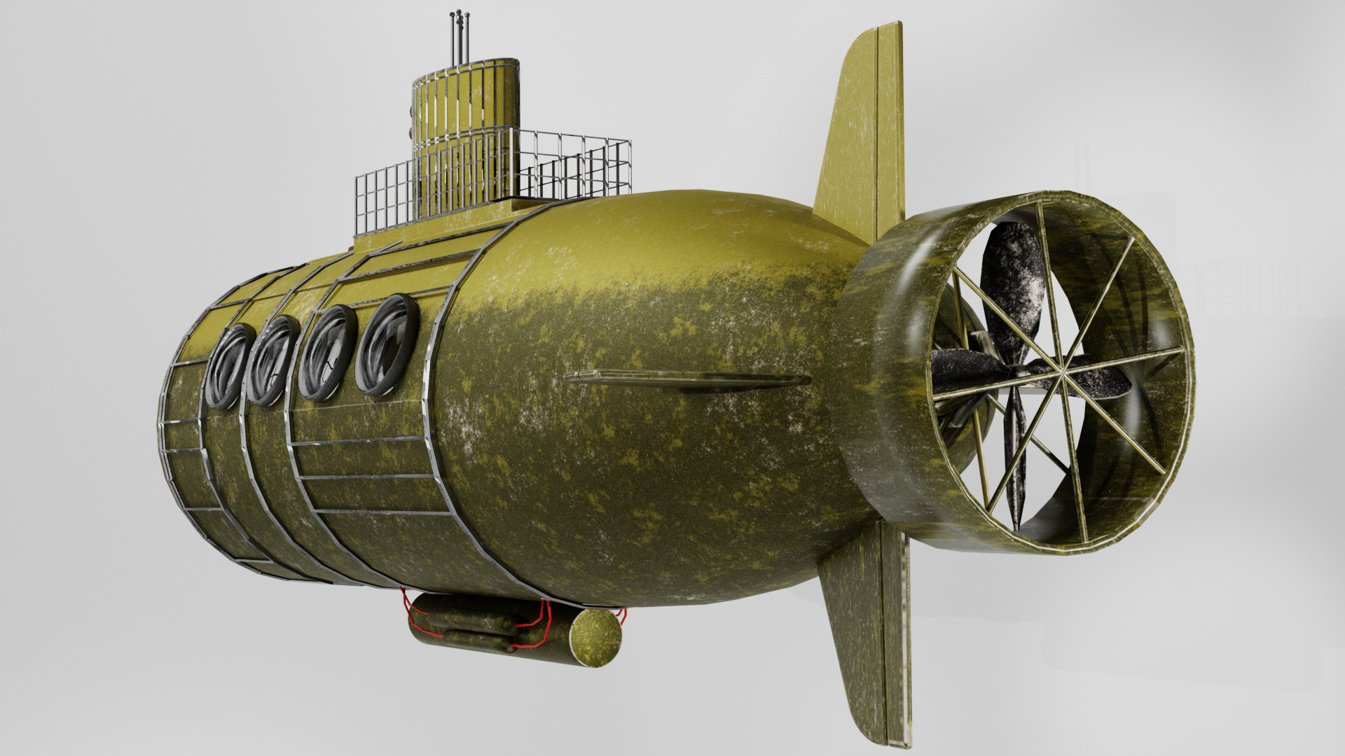 Small Explorer submarine Low-poly 3D model_8