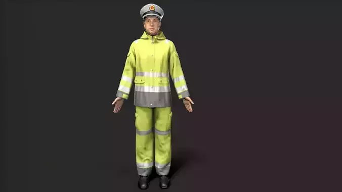 traffic police character Low-poly 3D model
