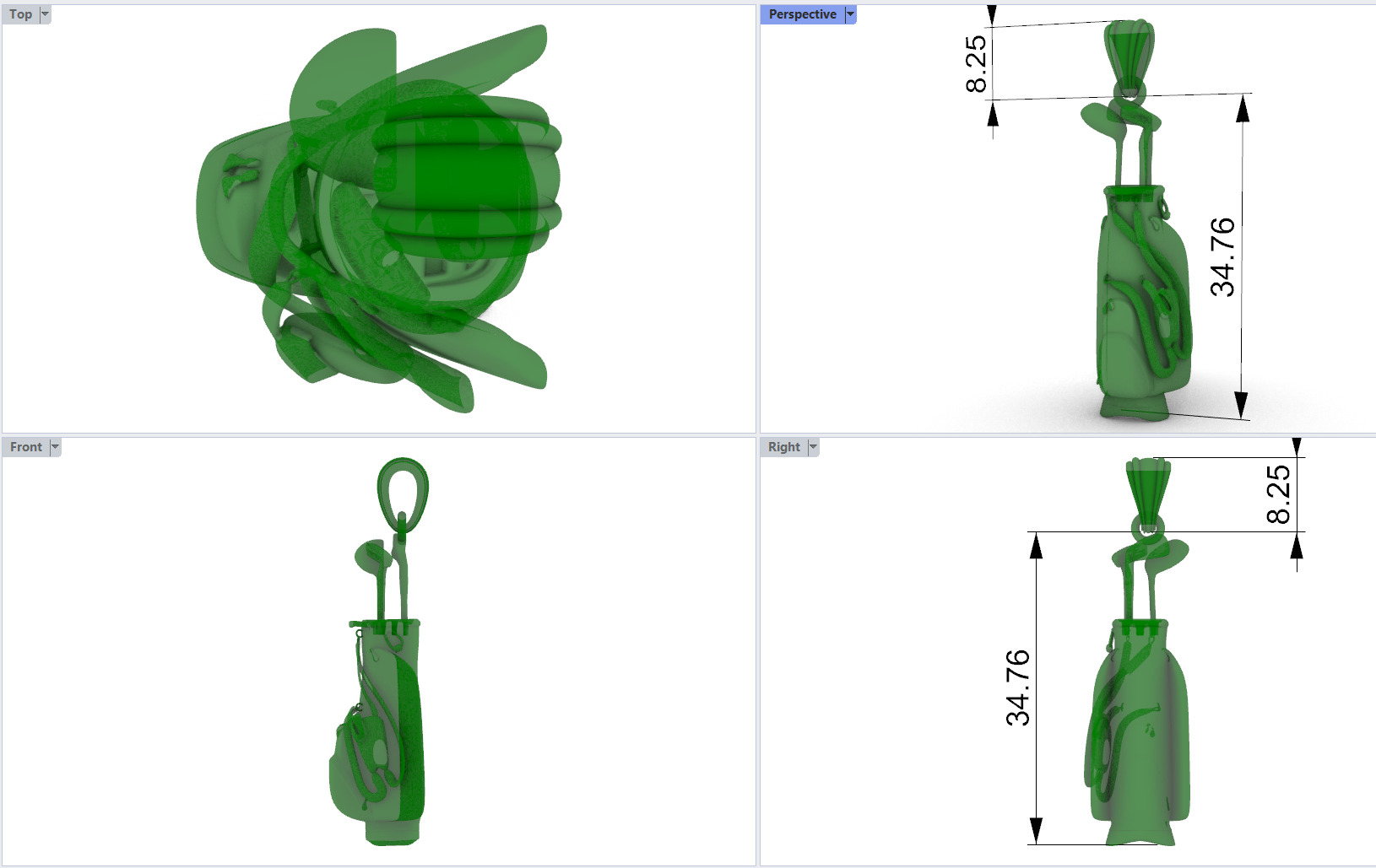 Golf Bag Clubs Sports Pendant Necklace JEWELRY 3D print model_39