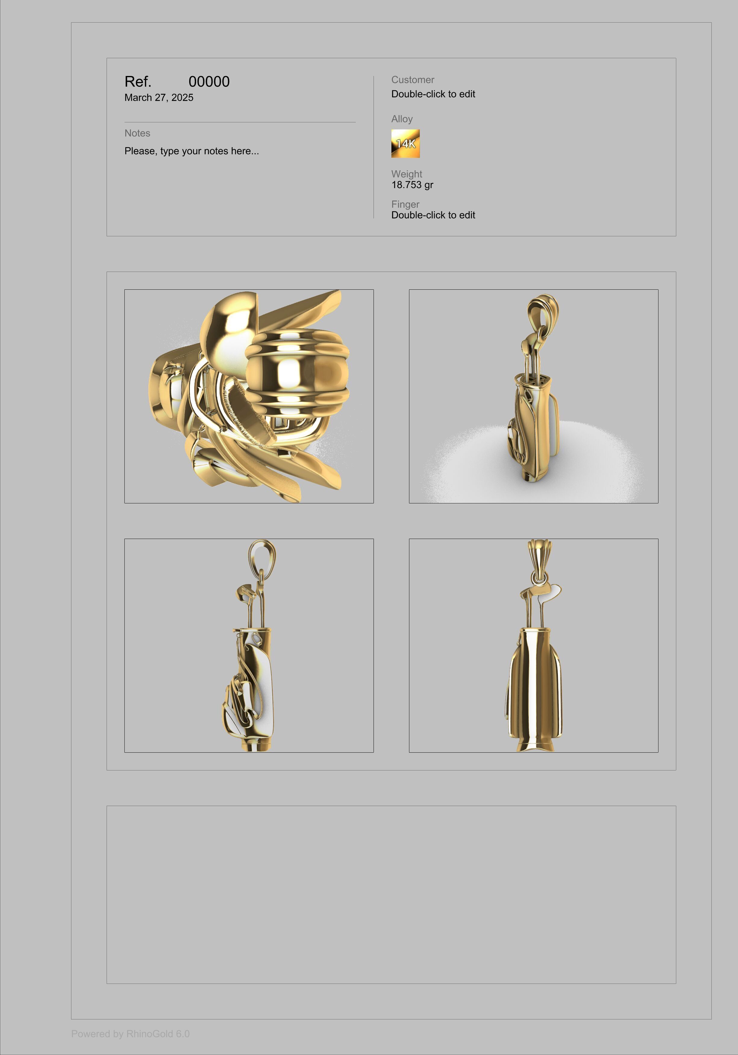 Golf Bag Clubs Sports Pendant Necklace JEWELRY 3D print model_42