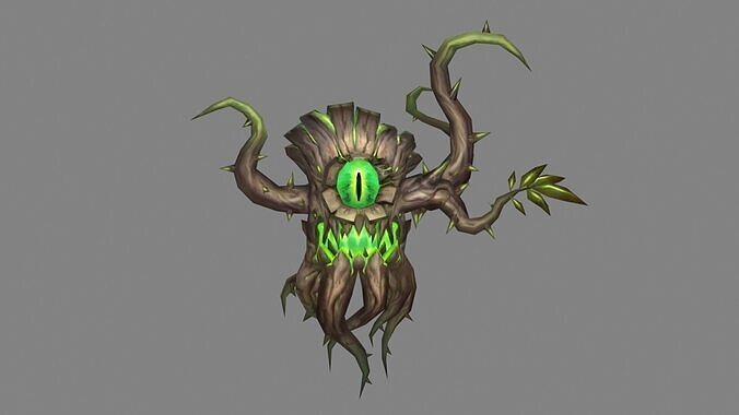 Cartoon Ghostly One-Eyed Tree Demon Low-poly 3D model