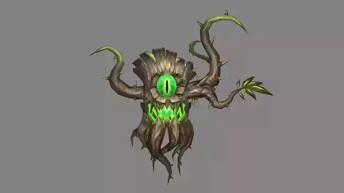 Cartoon Ghostly One-Eyed Tree Demon