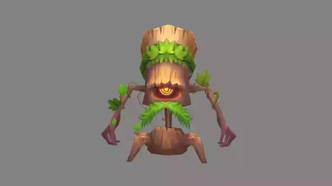 Cartoon Old One-Eyed Treant Low-poly 3D model