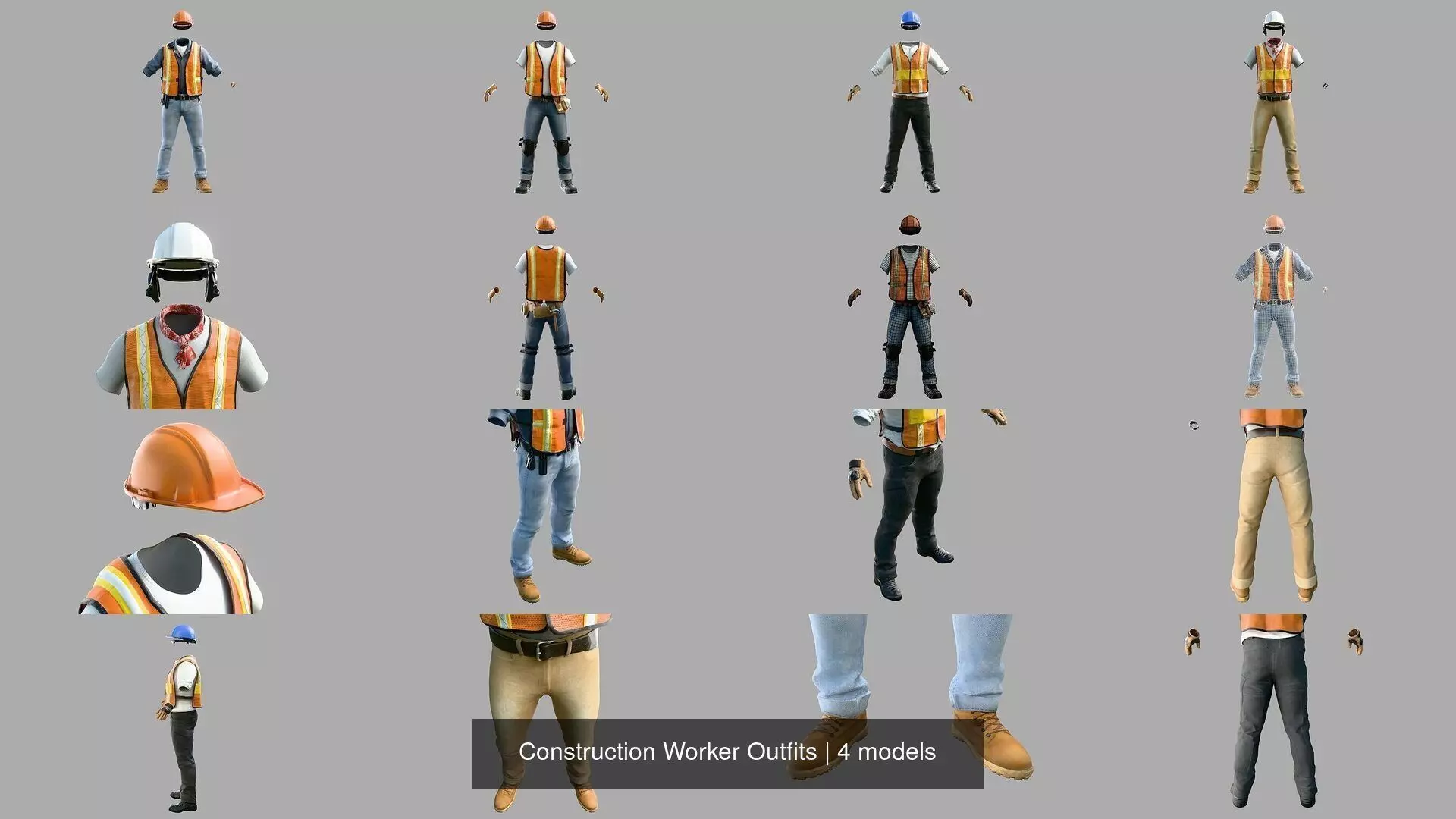Construction Worker Outfits 3D Model Collection_0