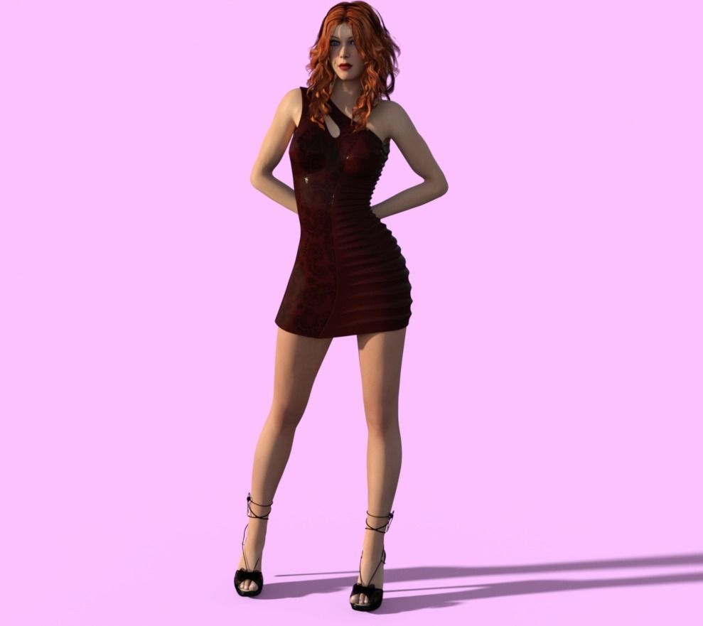 female model beautiful Low-poly 3D model_1