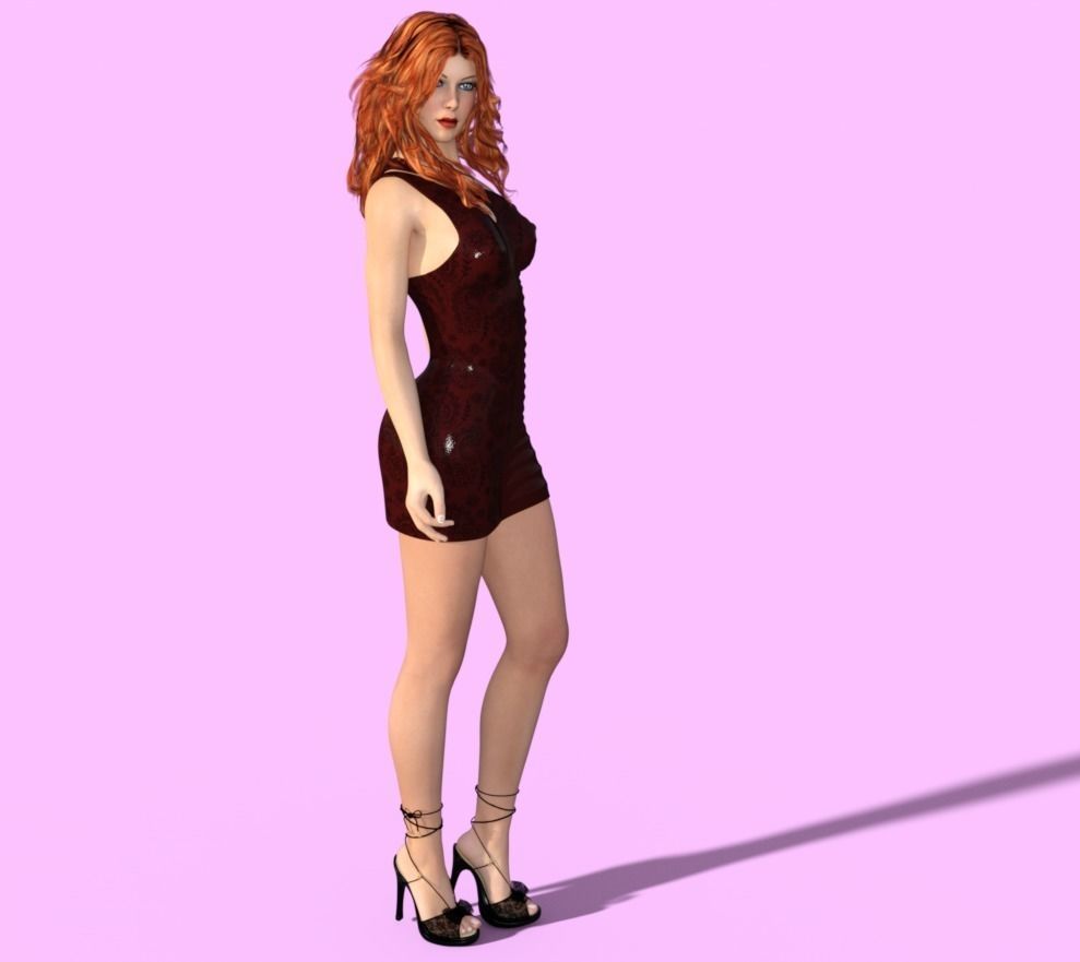 female model beautiful Low-poly 3D model_2