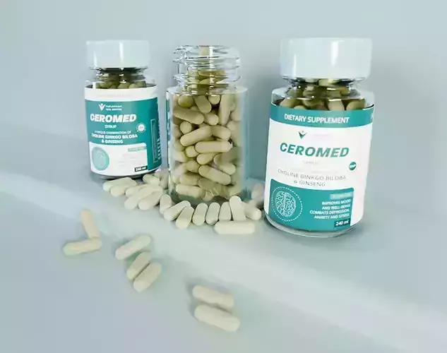Realistic Medical Supplement Bottle 3D Model Capsules