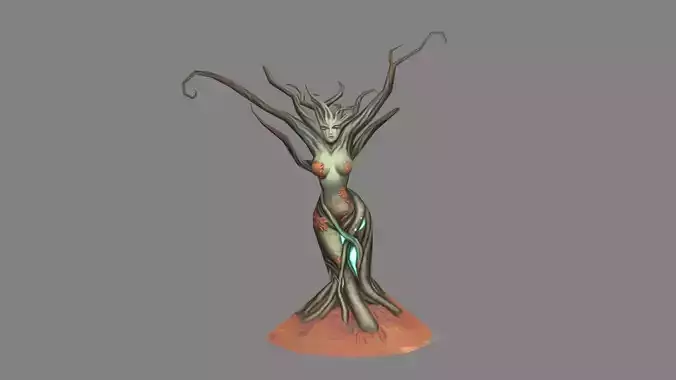 Cartoon Female Treant - Dryad Low-poly 3D model