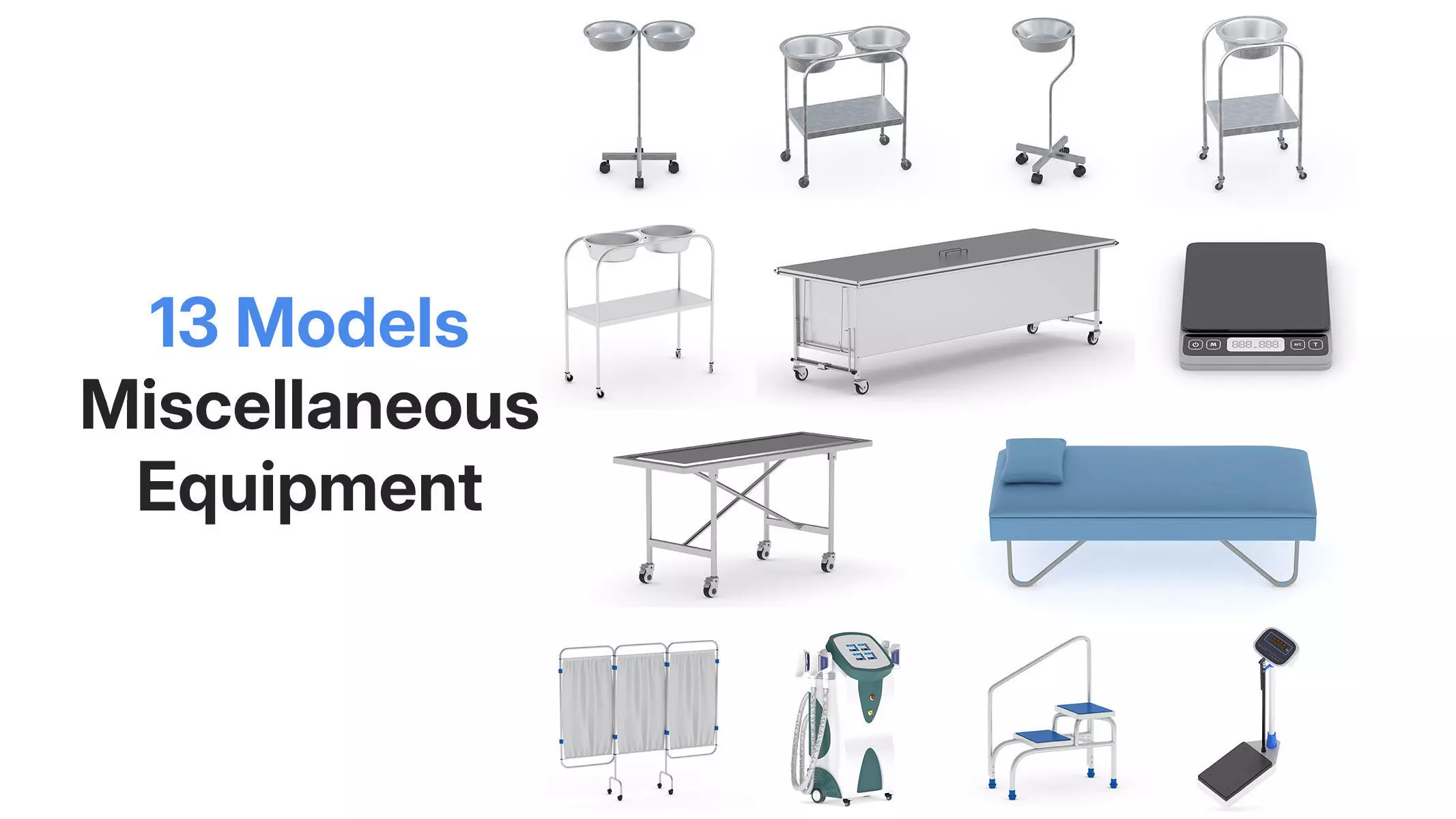 13 Models Medical Miscellaneous Equipment Collection 3D model_0