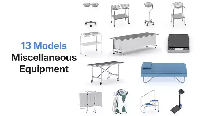 13 Models Medical Miscellaneous Equipment Collection 3D model