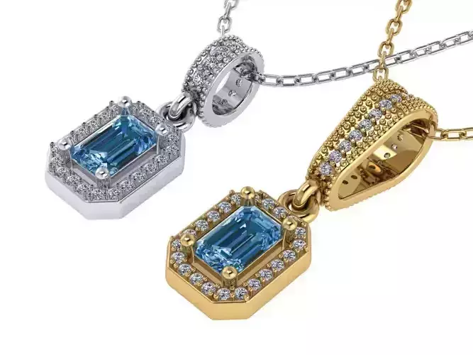 Pendant necklace with a gemstone Emerald 3D model 3D print model