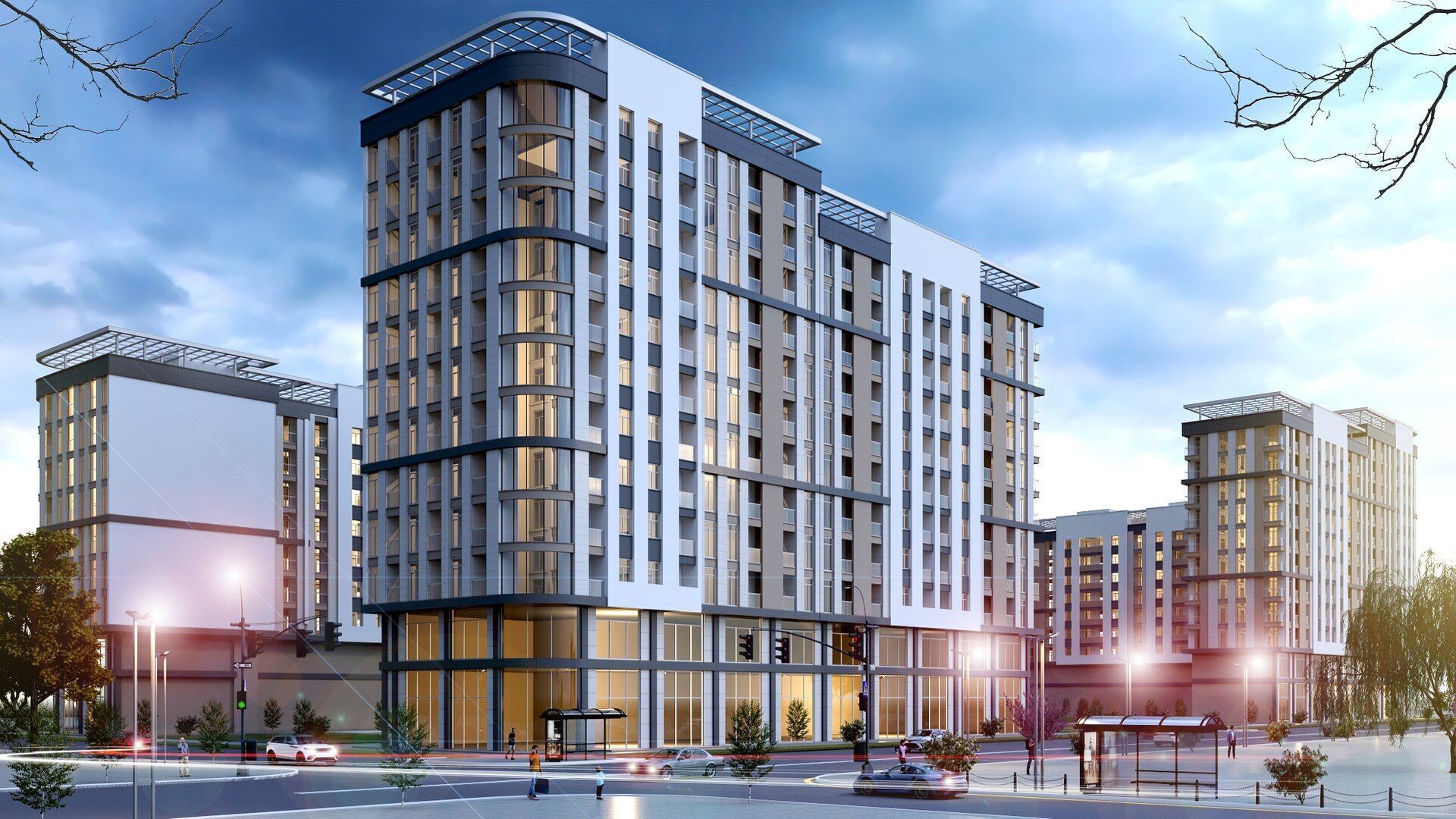 residence building Low-poly 3D model_3