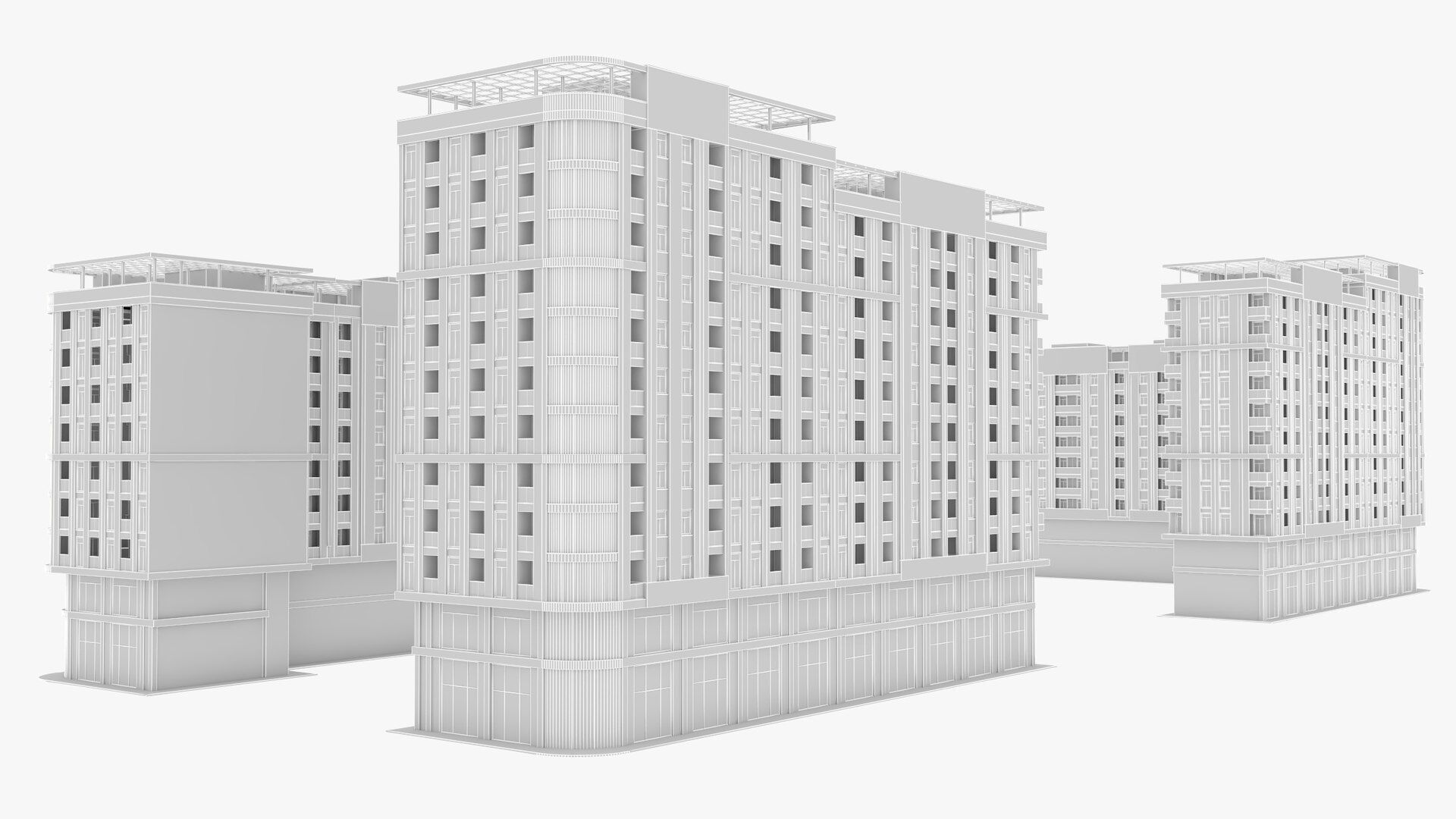 residence building Low-poly 3D model_7