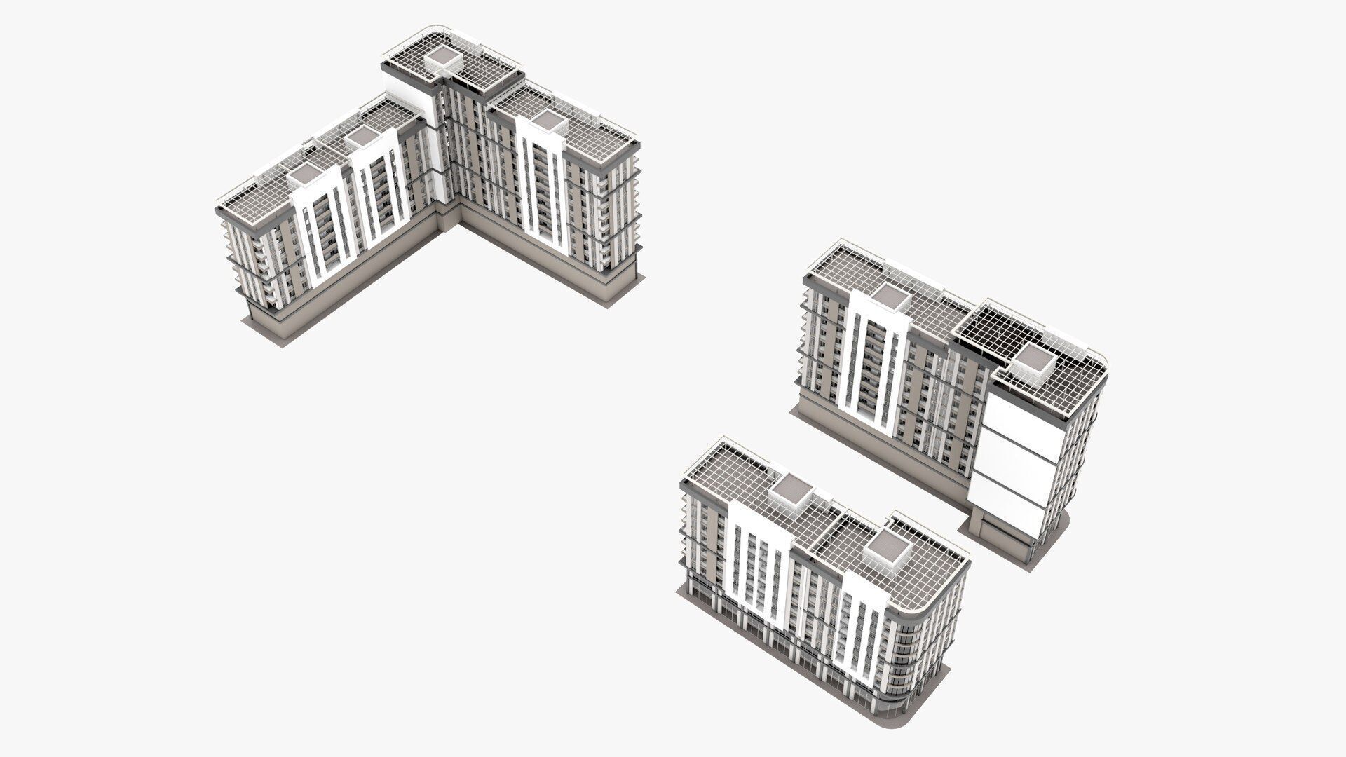 residence building Low-poly 3D model_6