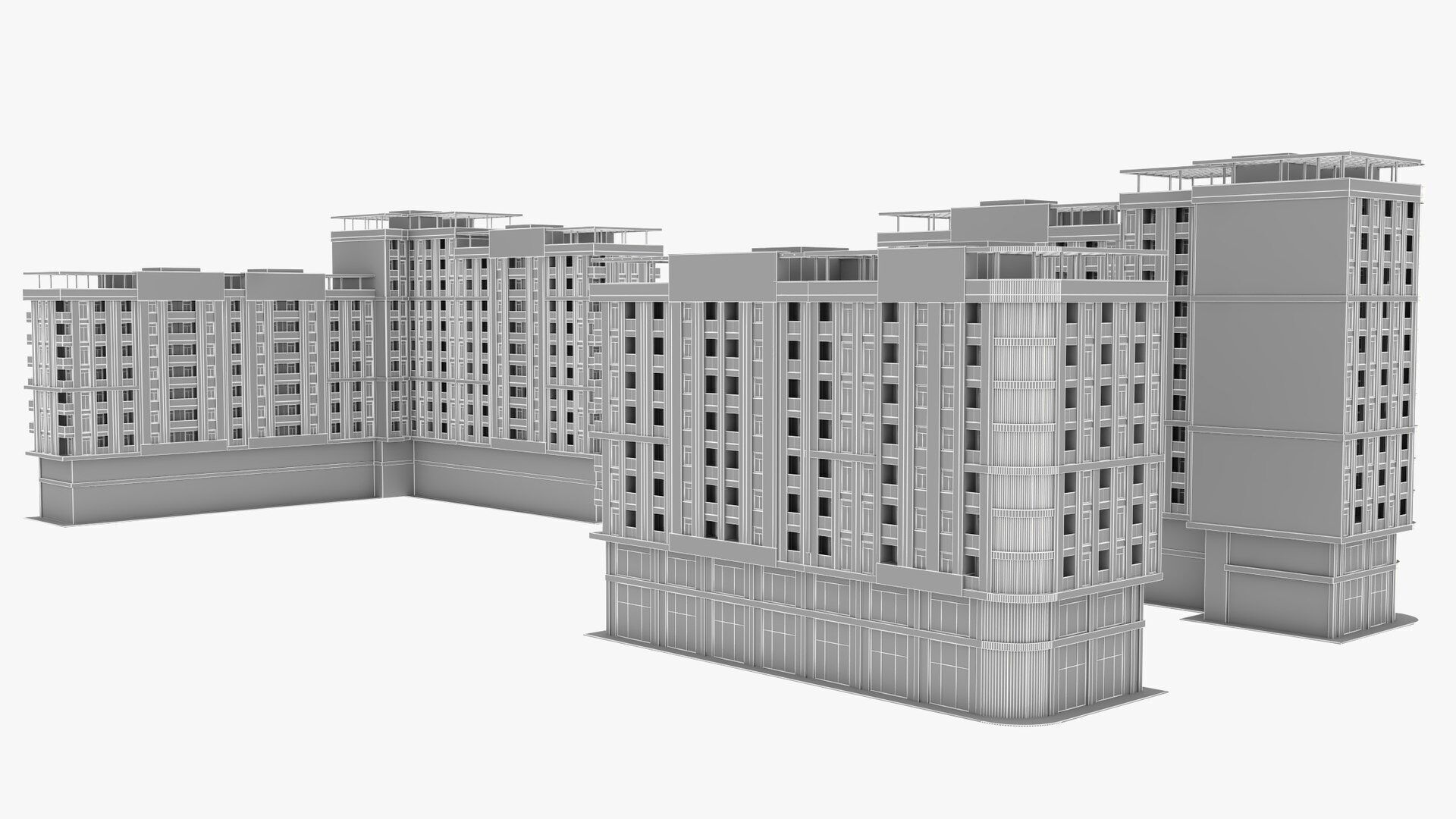 residence building Low-poly 3D model_8