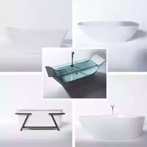 10 models modern luxury bathtubs - 1 plus 2 Parts 3D model