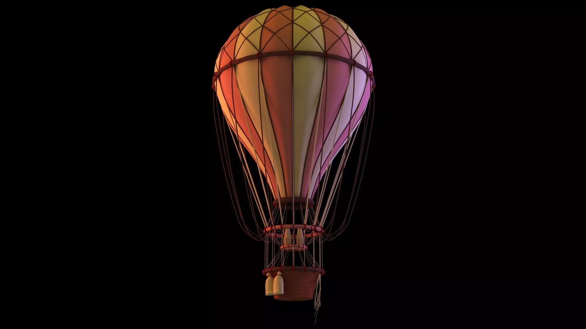 Hot Air Balloon Low-poly 3D model_0