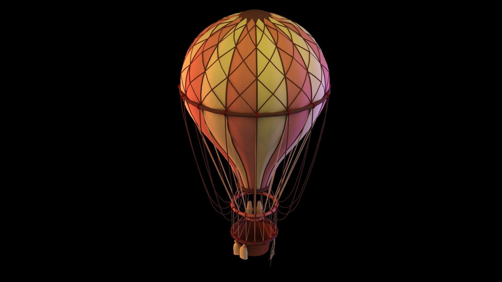 Hot Air Balloon Low-poly 3D model_1
