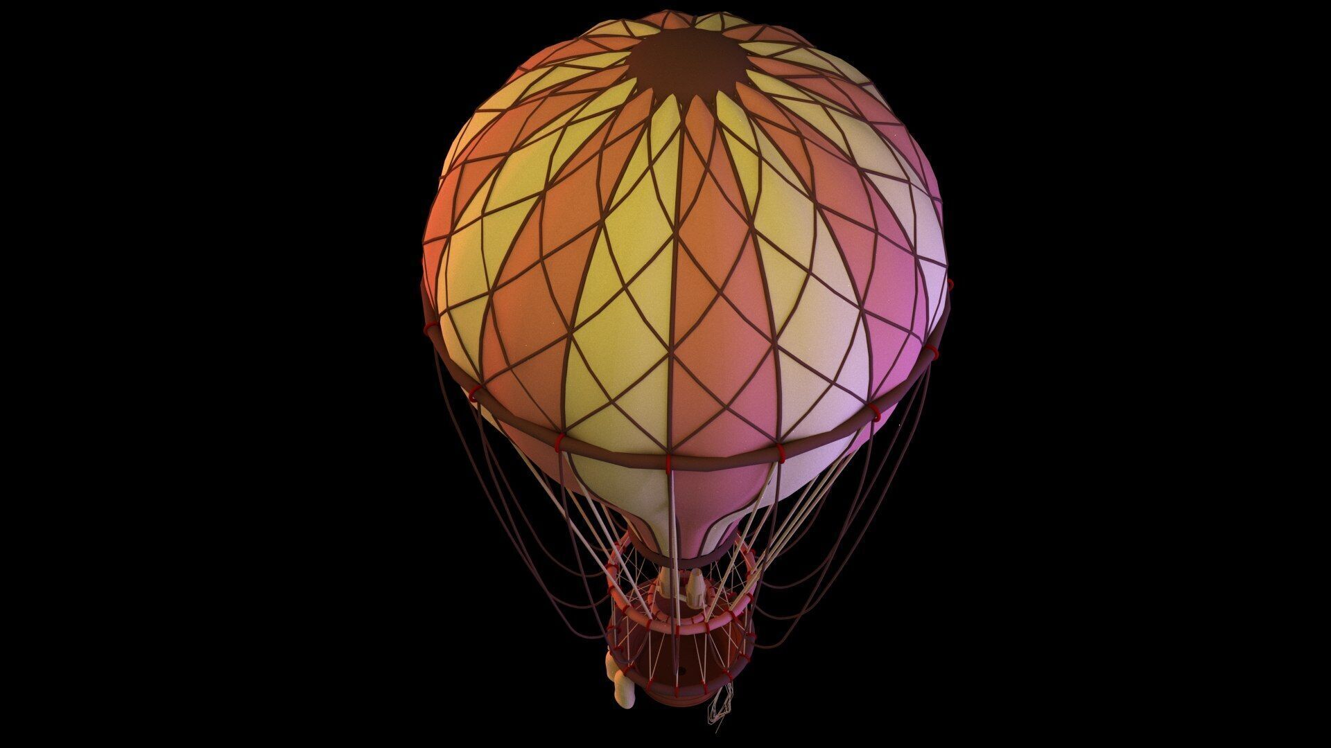 Hot Air Balloon Low-poly 3D model_5