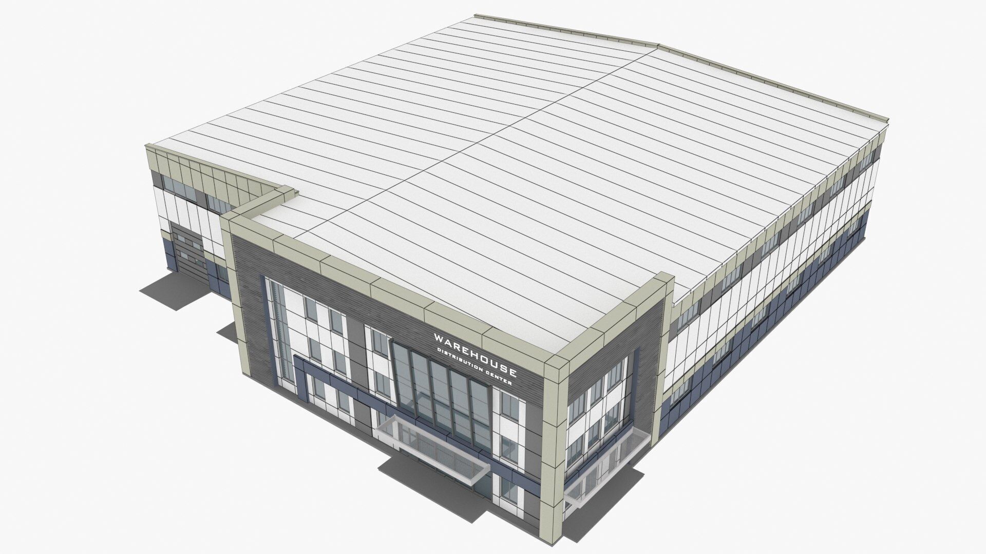 Warehouse Low-poly 3D model_6