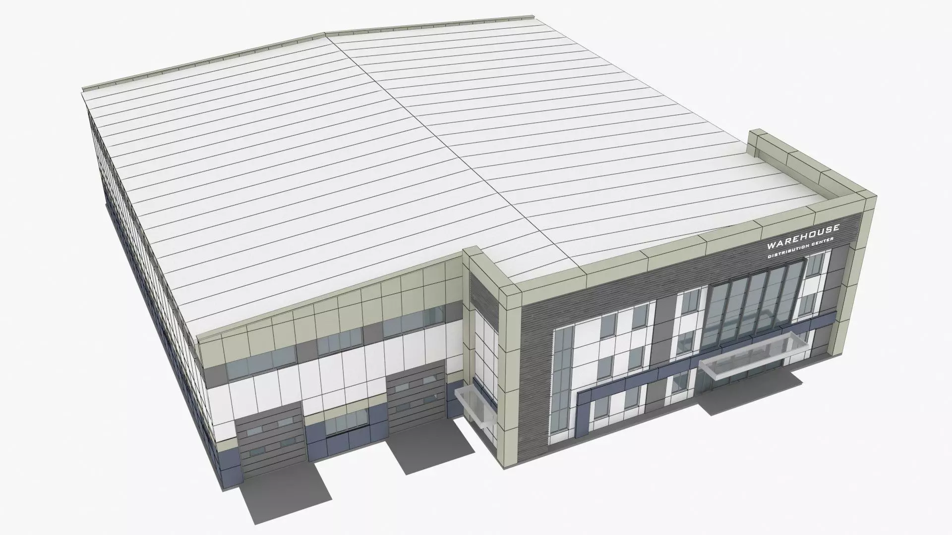 Warehouse Low-poly 3D model_0