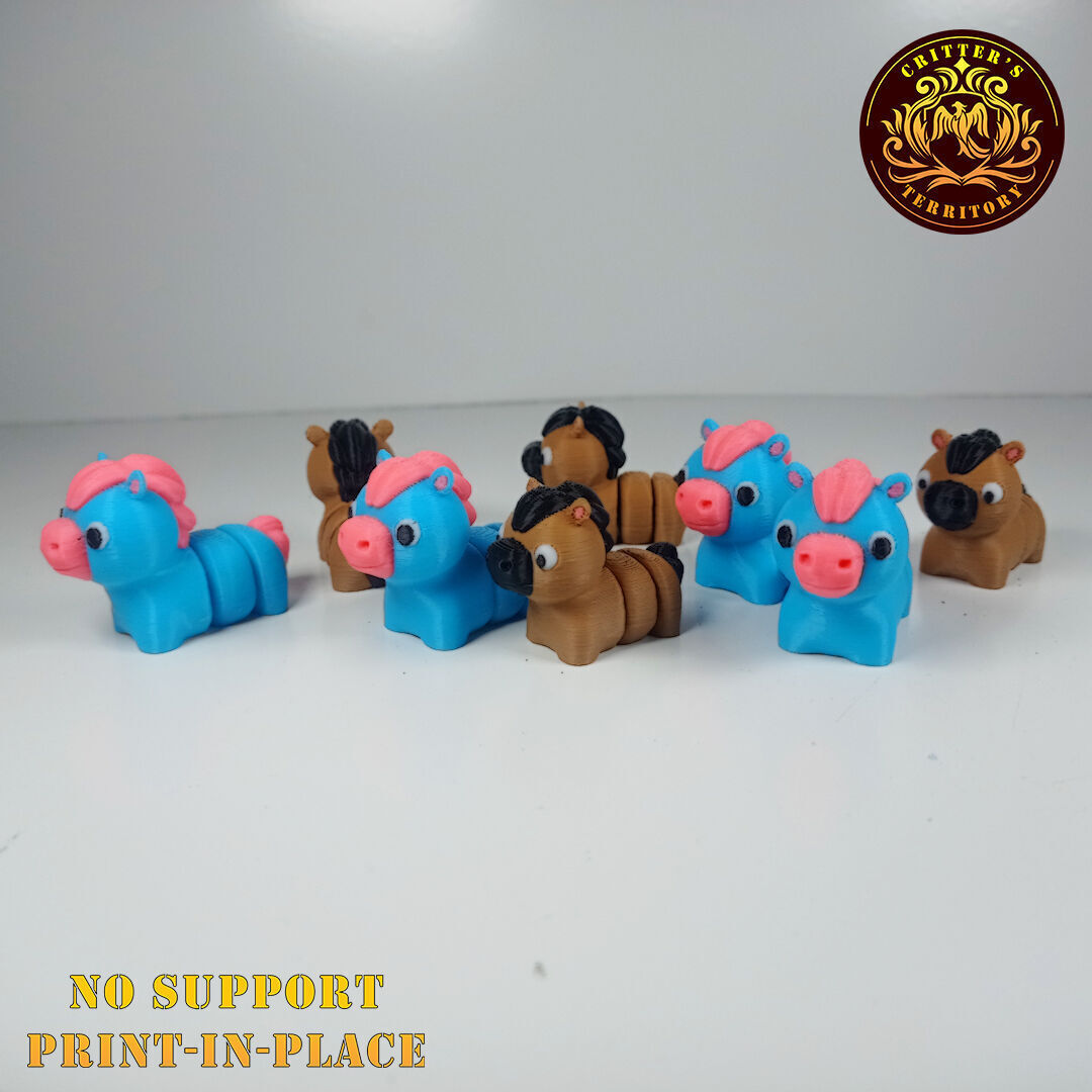 Flexi Mini Horse No support Print in Place Articulated 3D print model_7