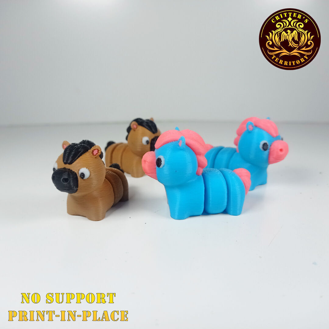 Flexi Mini Horse No support Print in Place Articulated 3D print model_2