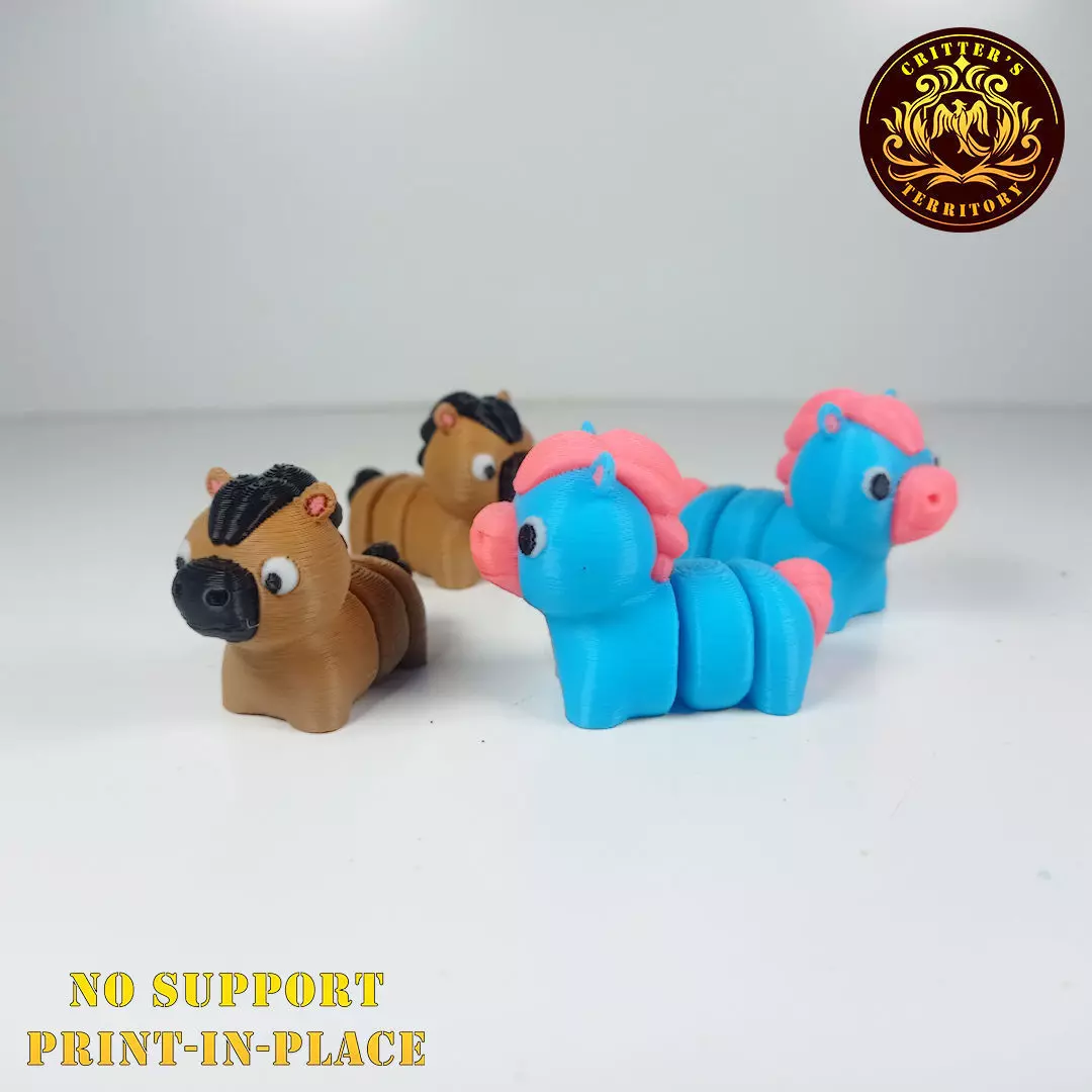 Flexi Mini Horse No support Print in Place Articulated 3D print model_0