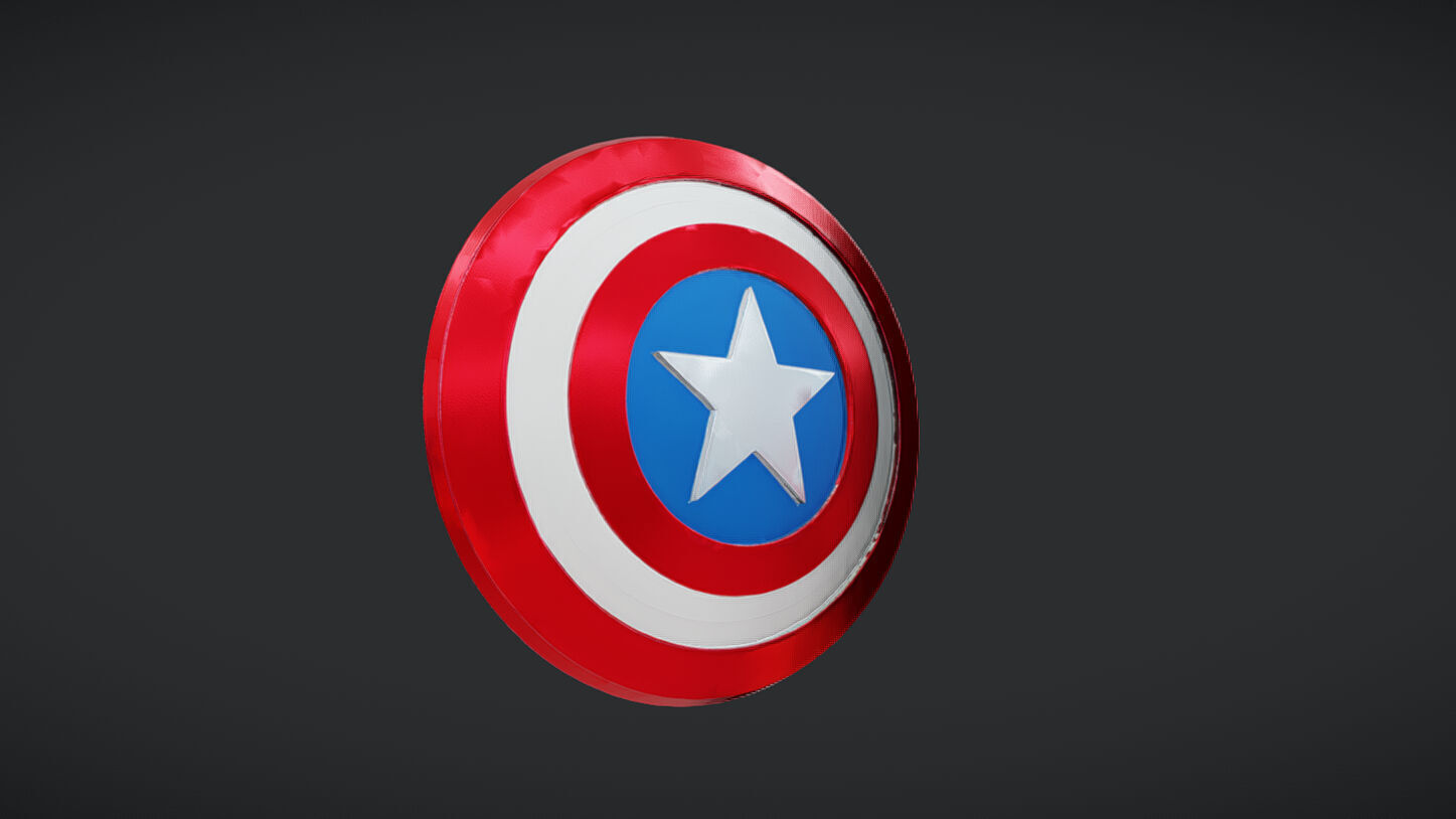 Iconic round shield with star emblem 3D model_1