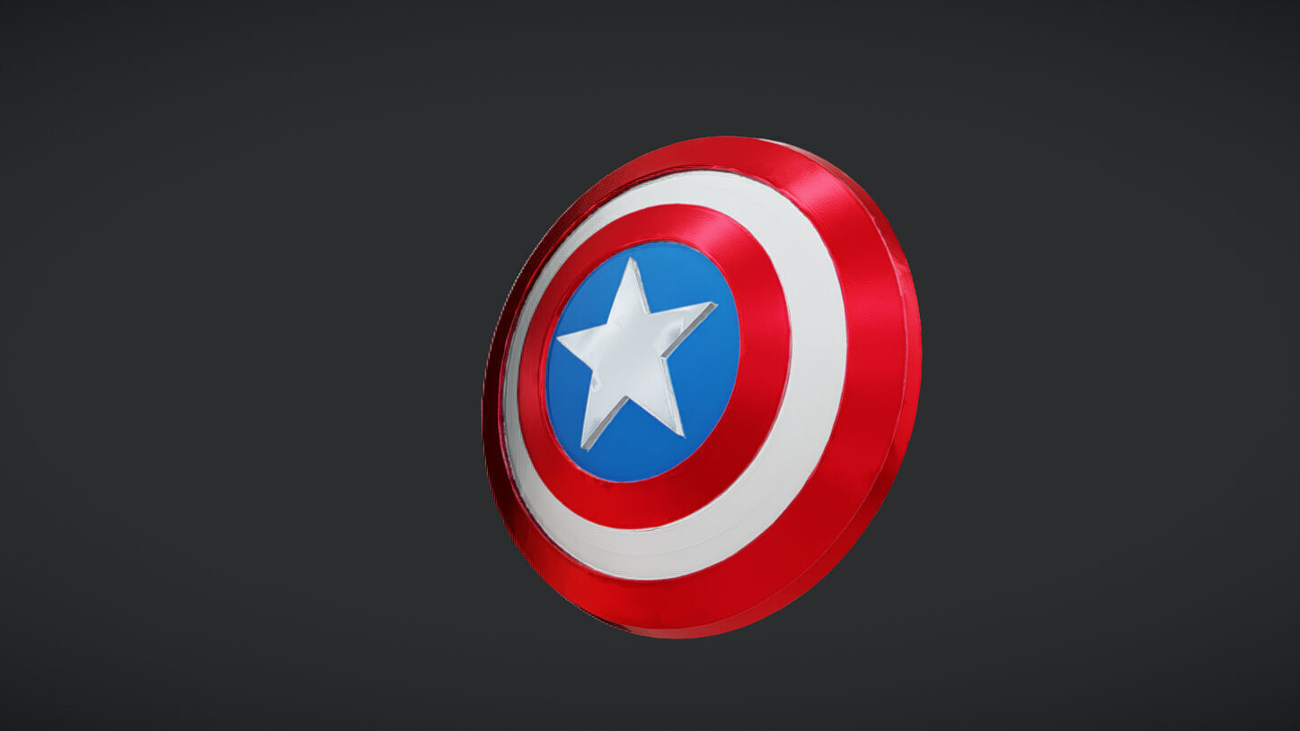 Iconic round shield with star emblem 3D model_2