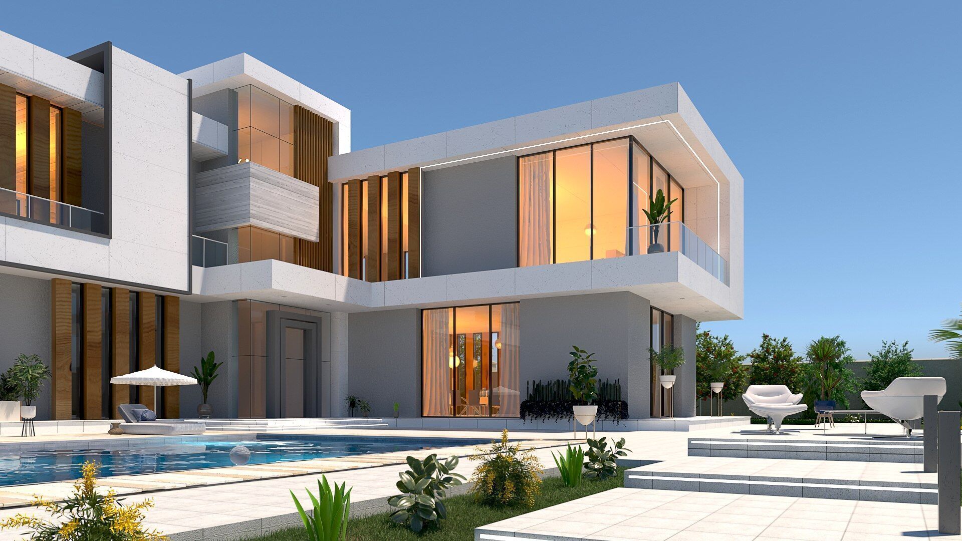 villa Low-poly 3D model_2