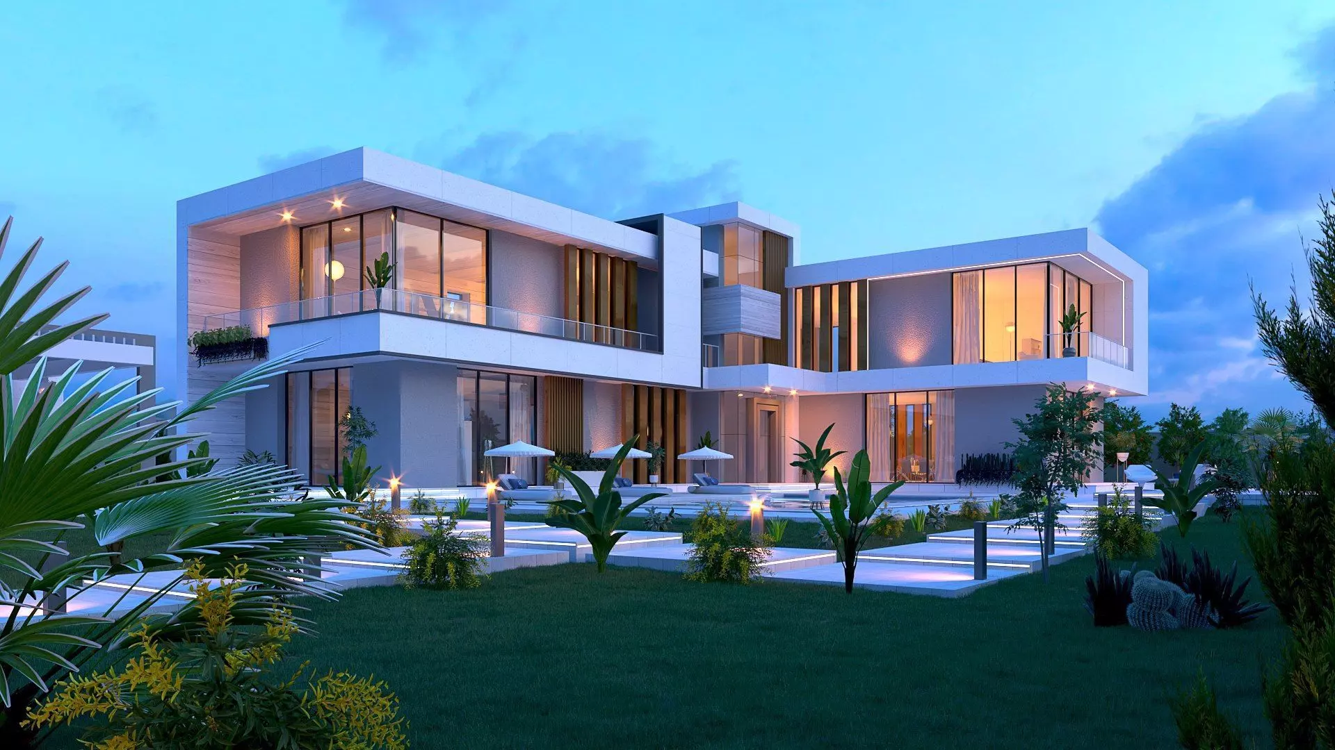 villa Low-poly 3D model_0